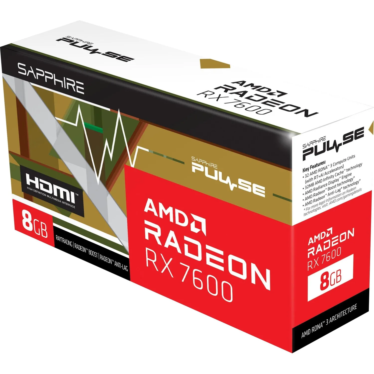 Видеокарта Sapphire RX7600 PULSE 8GB, 3xDP HDMI(11324-01-20G) - фото 6