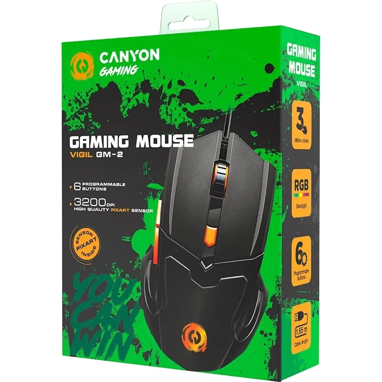 Мышь компьютерная CANYON пров. GM-2 черный (CND-SGM02RGB) - фото 6