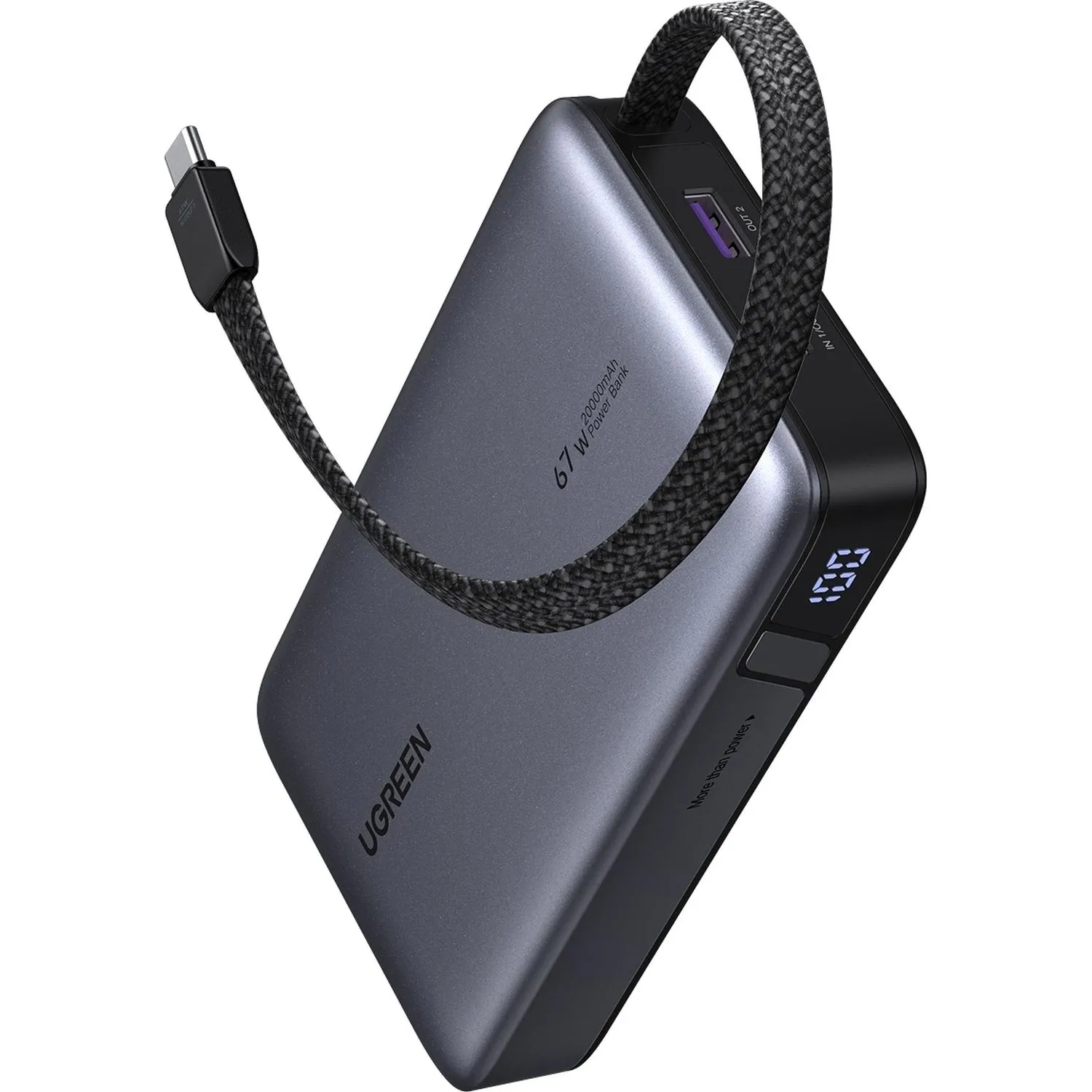 Внешний аккумулятор UGREEN PB550(85166B)67W 20000mAh USB-C&A +каб/сер.косм - фото 1
