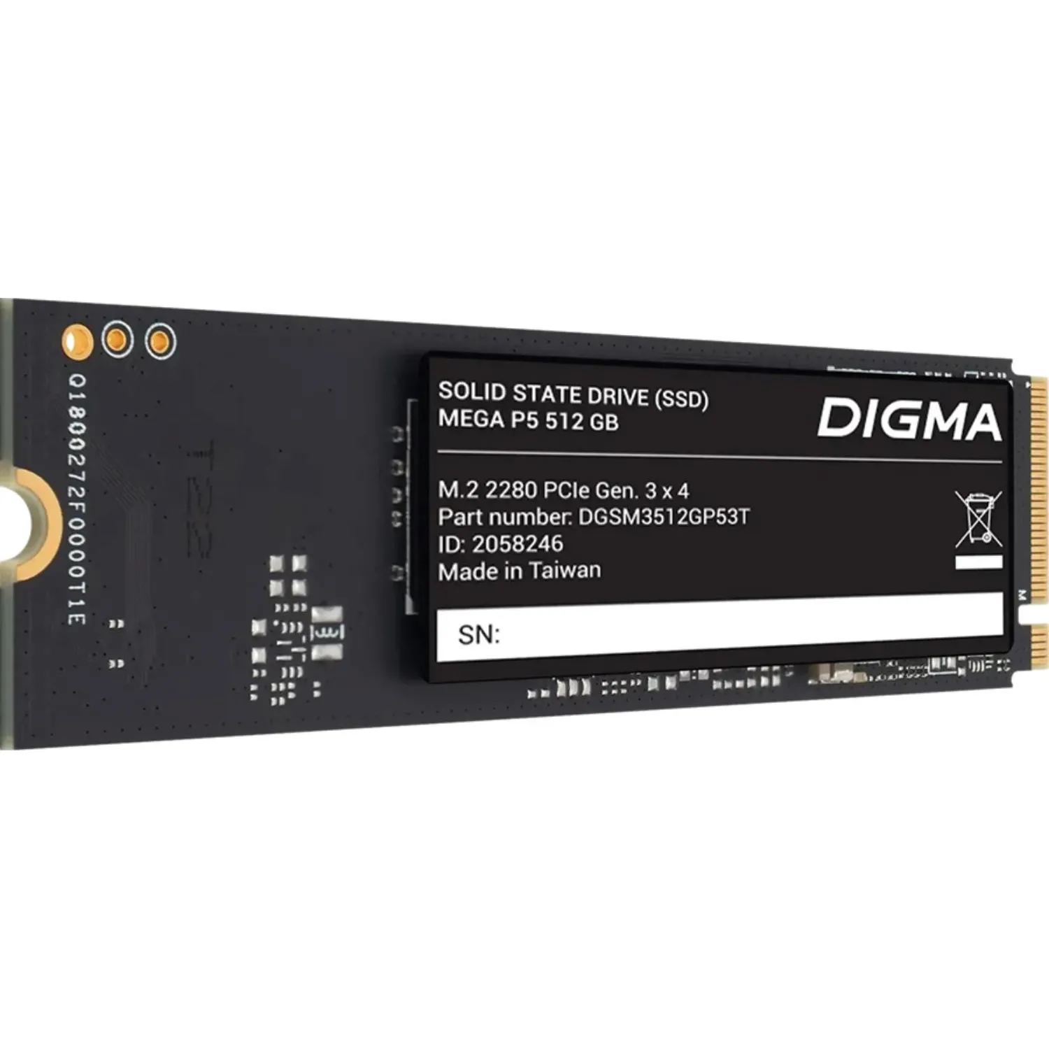 SSD накопитель Digma PCIe 3.0 x4 512GB DGSM3512GP53T Mega P5 M.2 2280 - фото 2