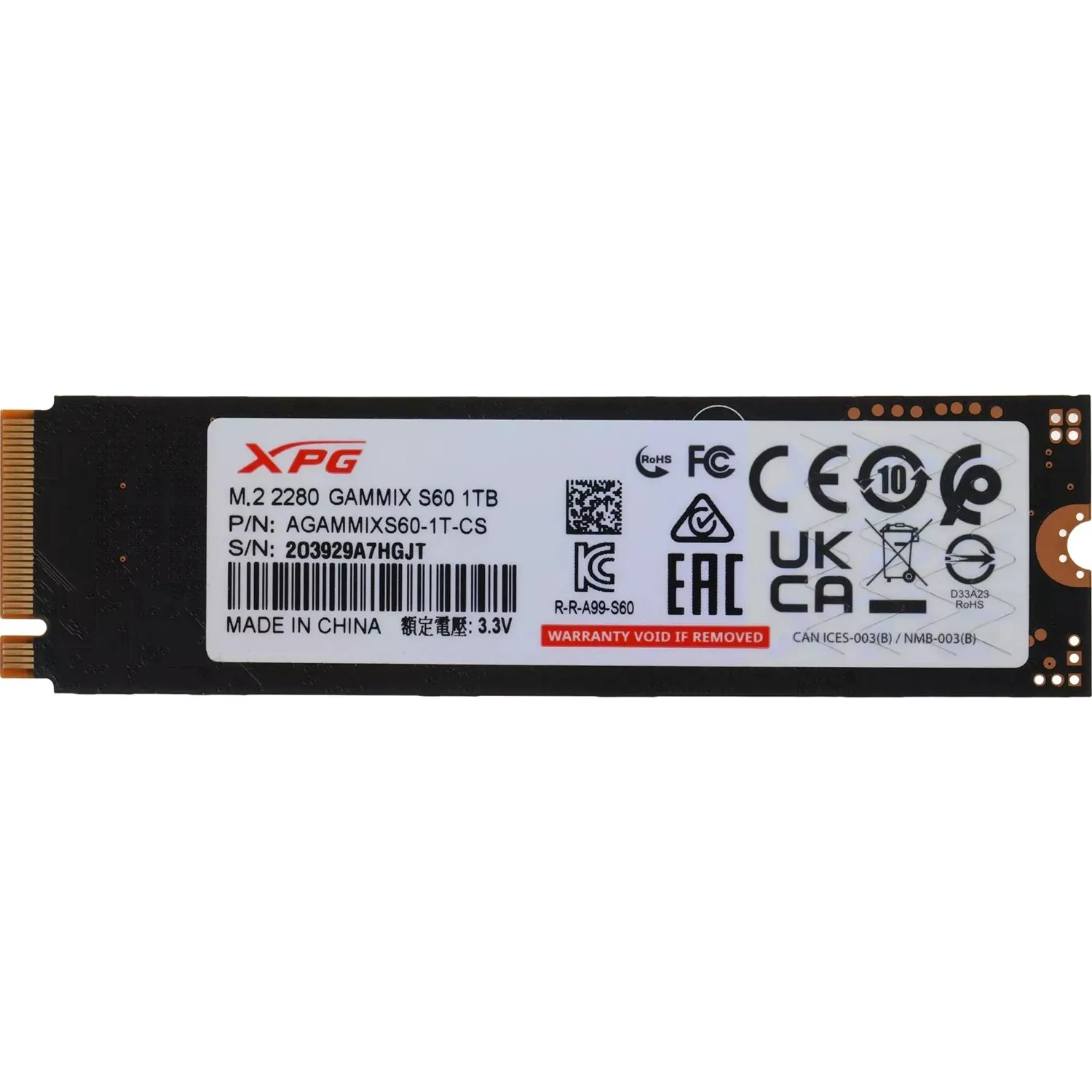 SSD накопитель A-Data PCIe 4.0 x4 1TB AGAMMIXS60-1T-CS Gammix S60 XPG - фото 3