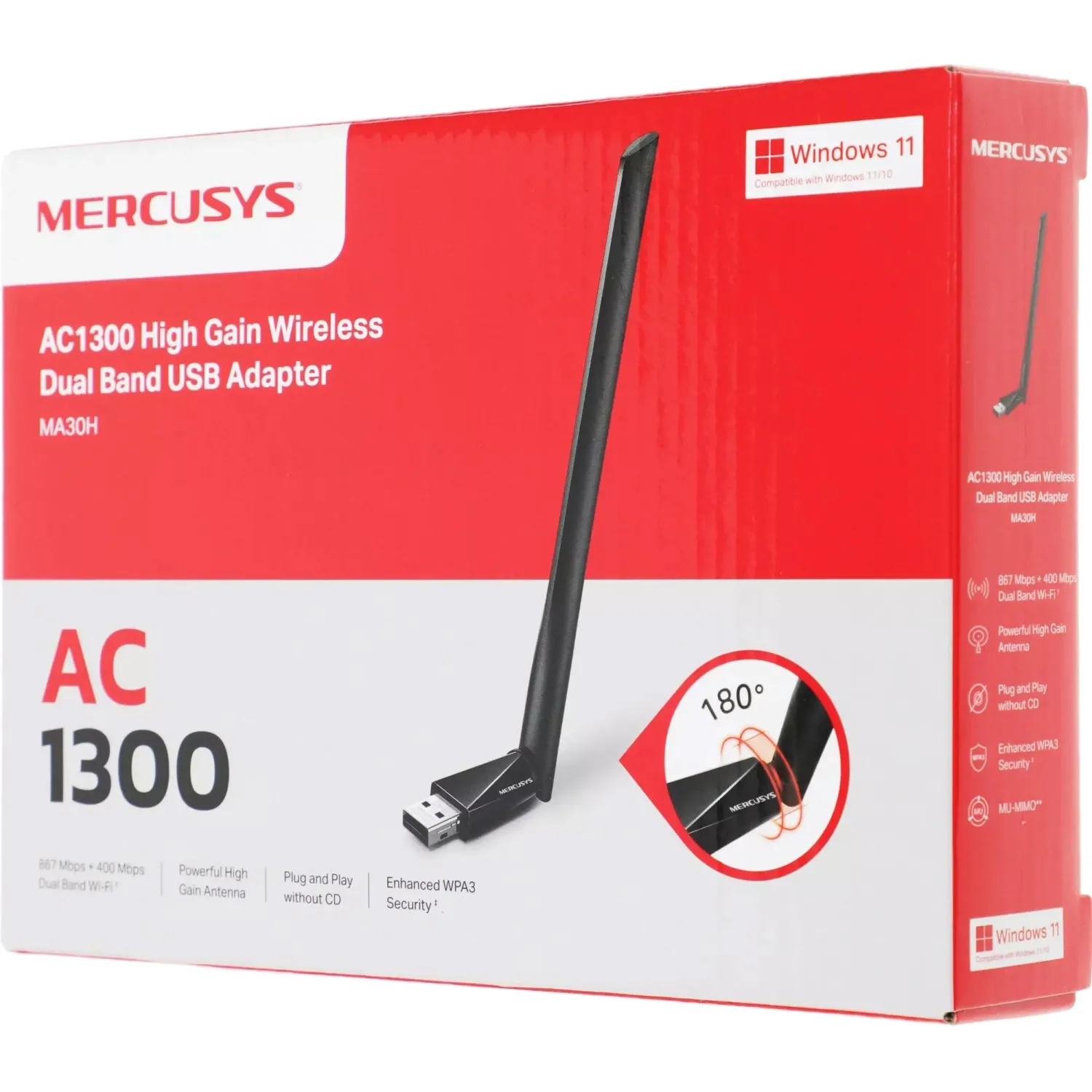 Сетевой адаптер Wi-Fi Mercusys MA30H - фото 7