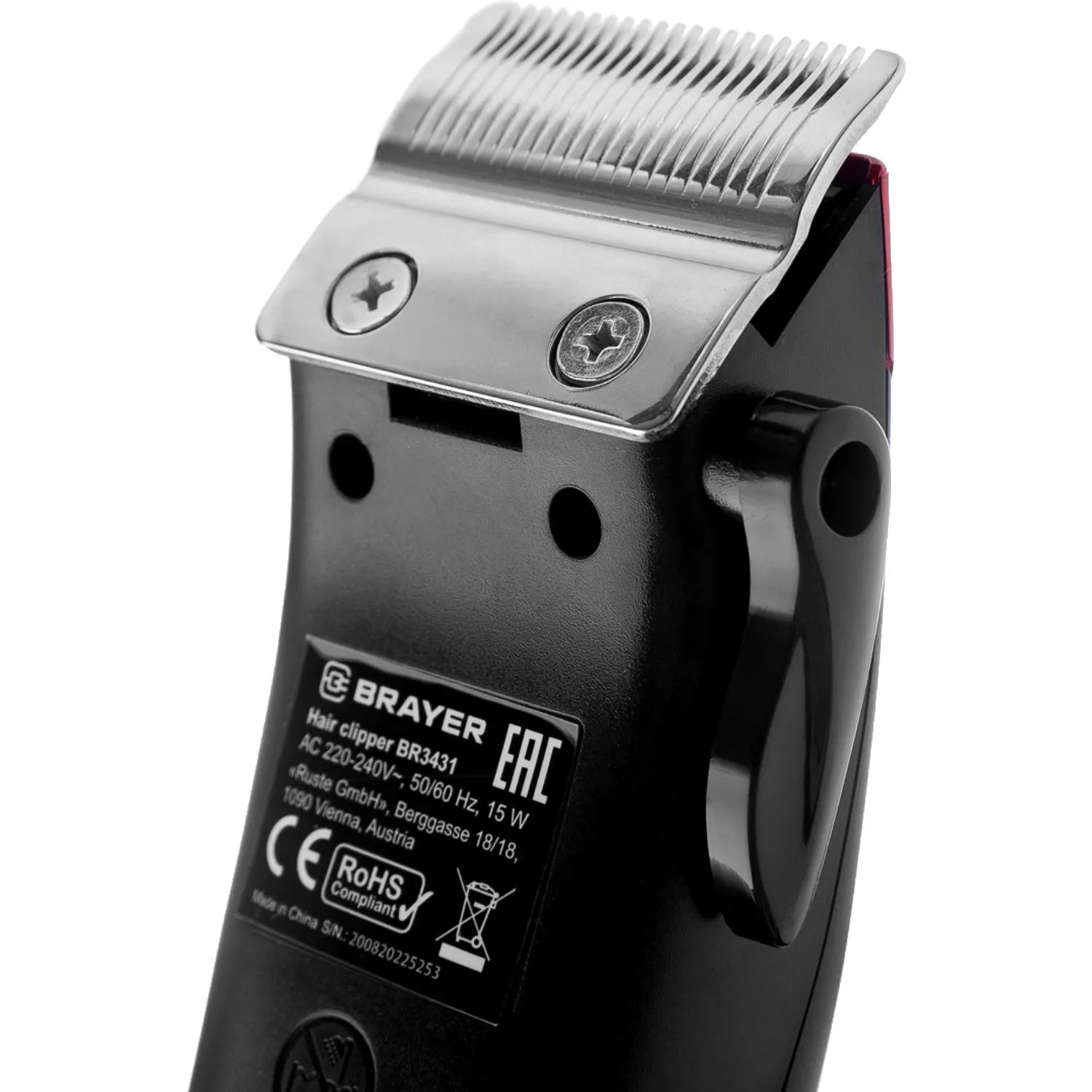 Машинка для стрижки BRAYER 3431BR сетевая. Мощ.15Вт. Стальные лезвия - фото 7