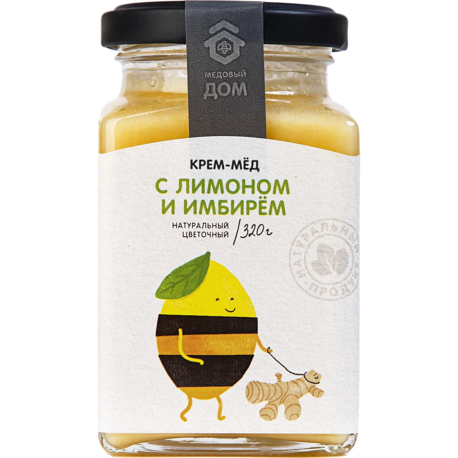 Крем-мед Медовый Дом натуральный цветочный с лимоном и имбирем стекло, 320г - фото 1