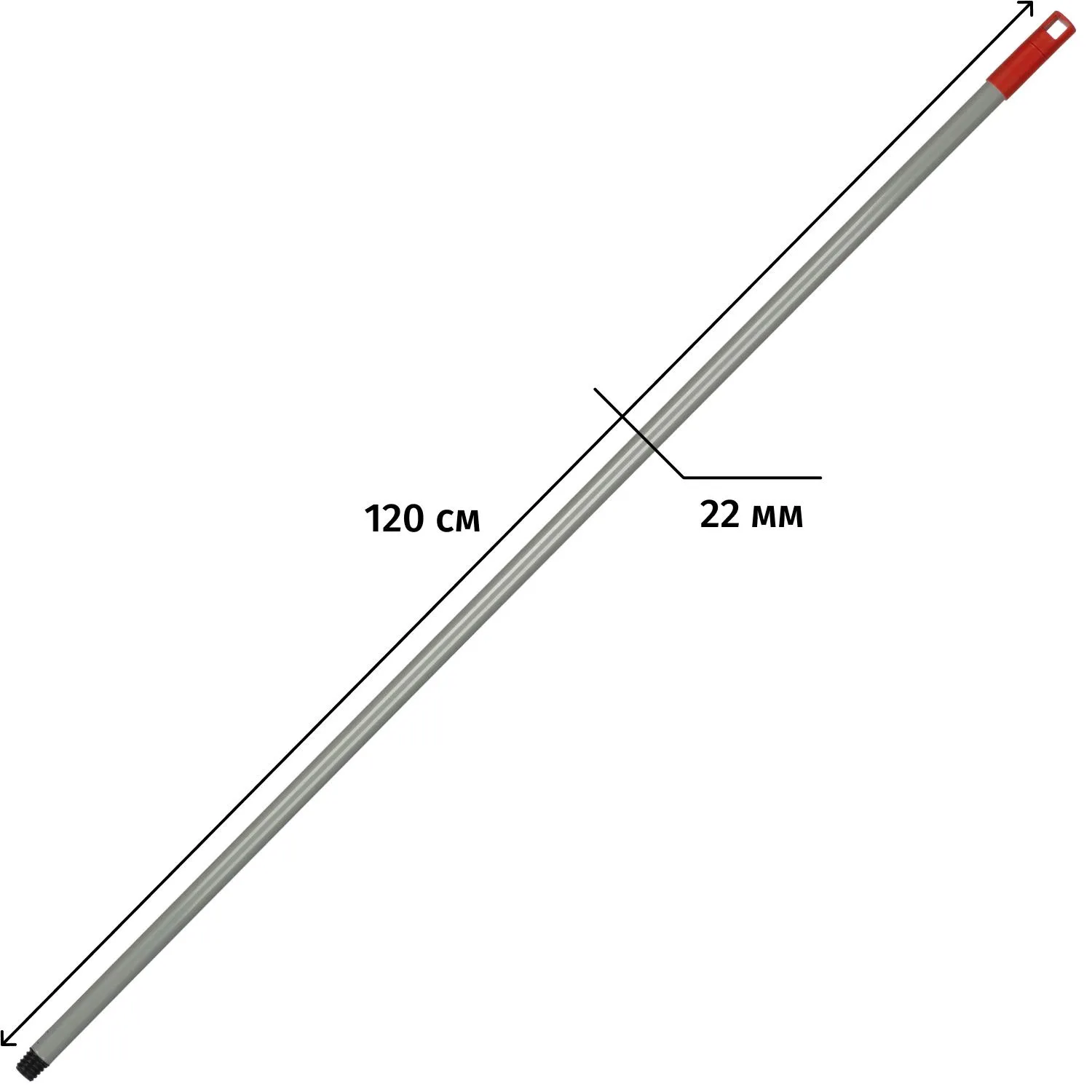 Рукоятка металлическая, цвет красный 120см с резьбой NV-123MR - фото 2