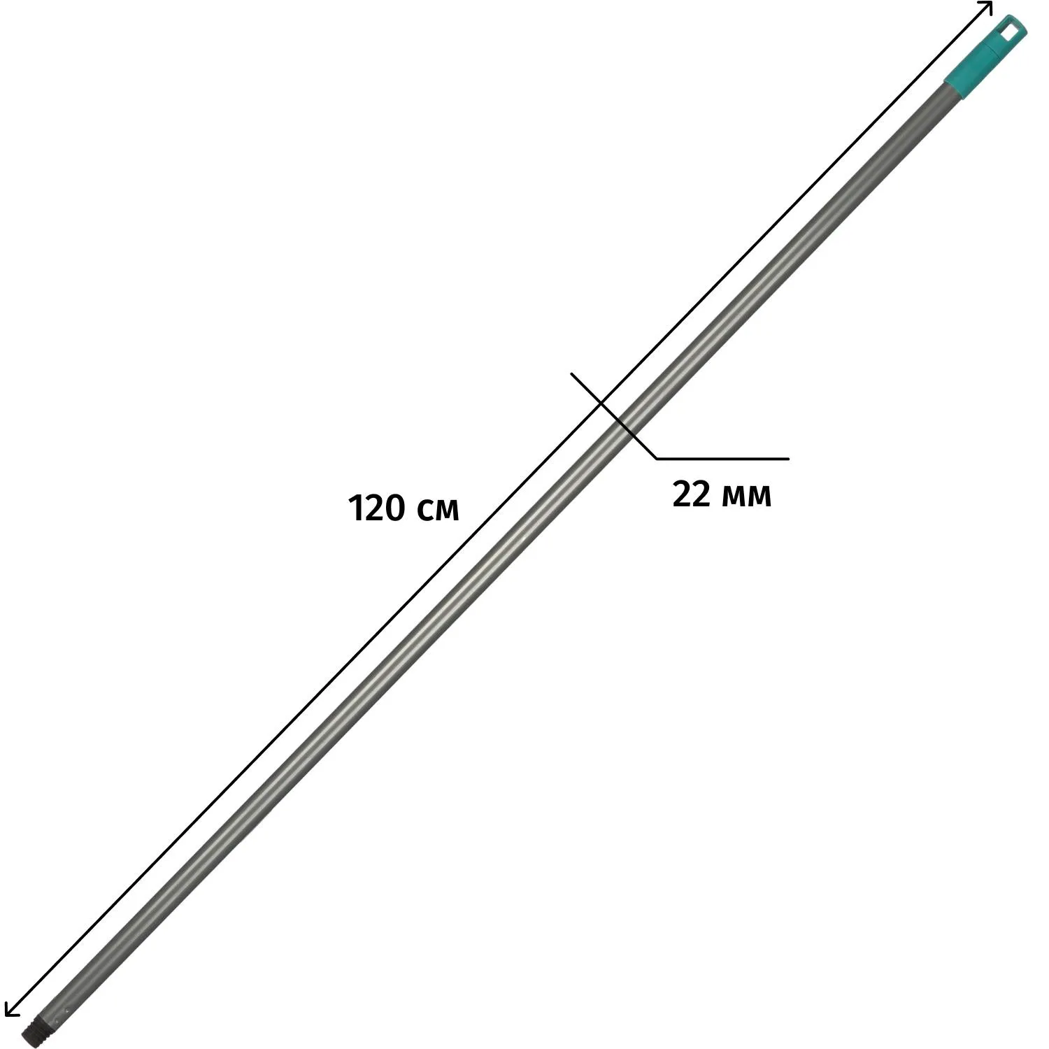 Рукоятка металлическая, цвет зеленый 120см с резьбой NV-123MG - фото 2