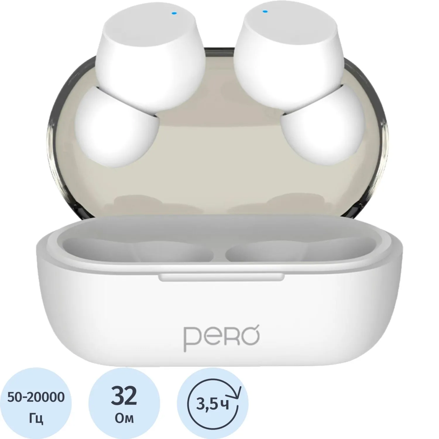 Наушники Pero TWS07 Invisible White, bluetooth - фото 1