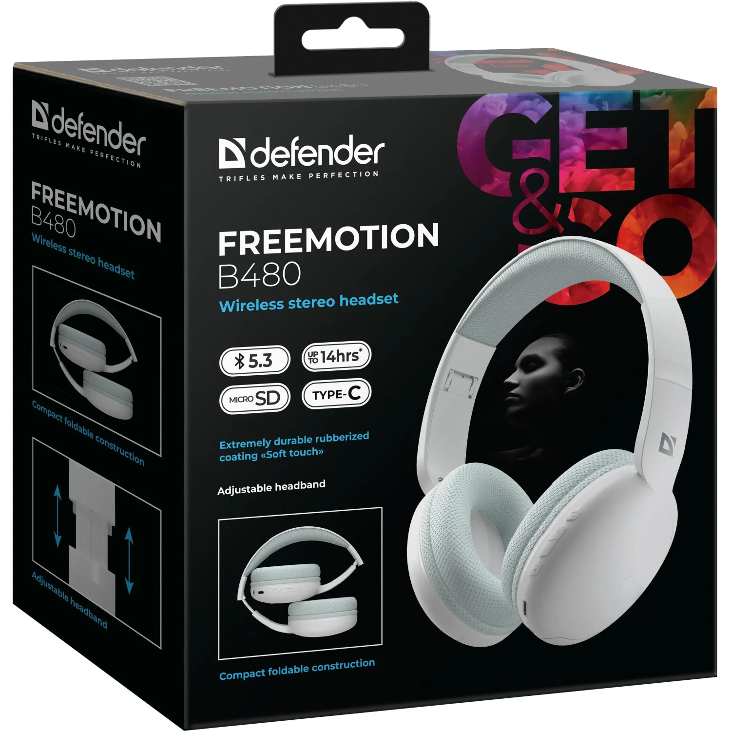 Наушники Defender FreeMotion B480 белый, микрофон, Bluetooth - фото 9