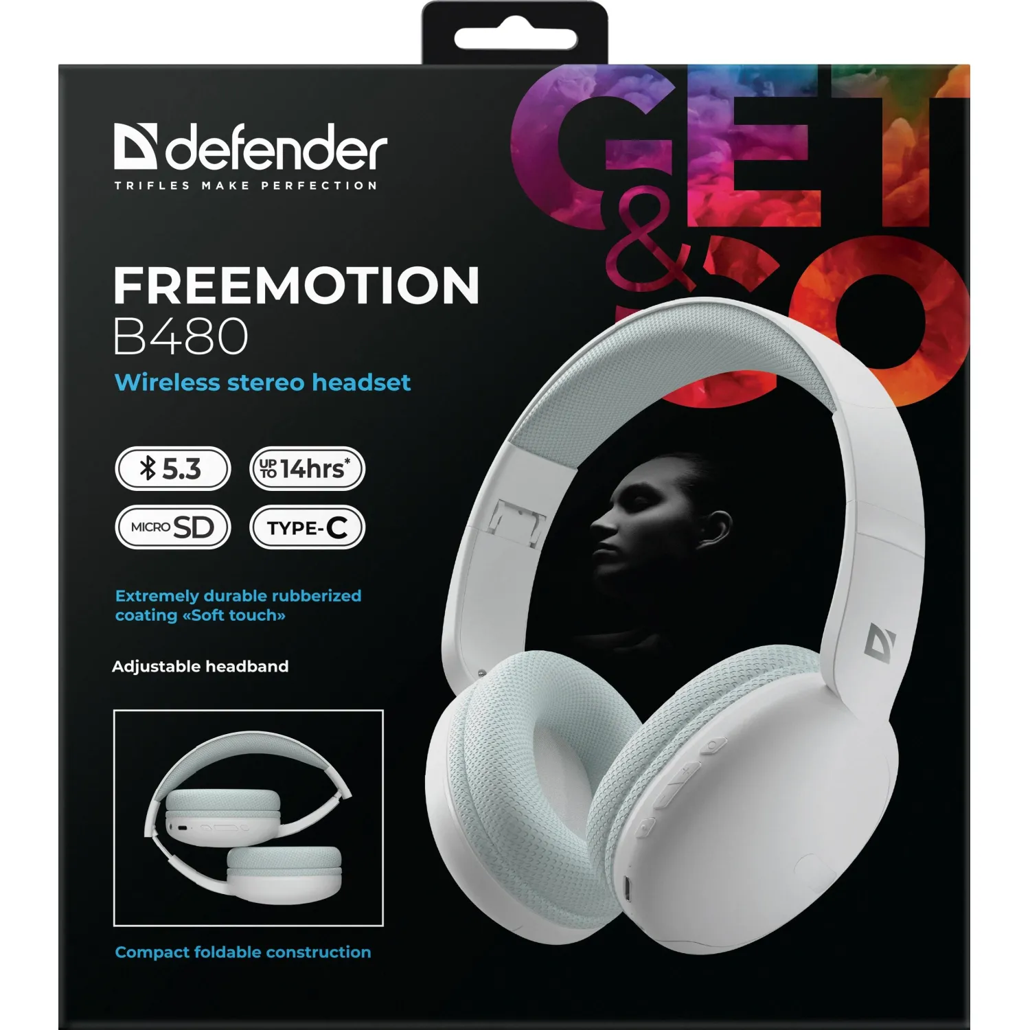 Наушники Defender FreeMotion B480 белый, микрофон, Bluetooth - фото 10