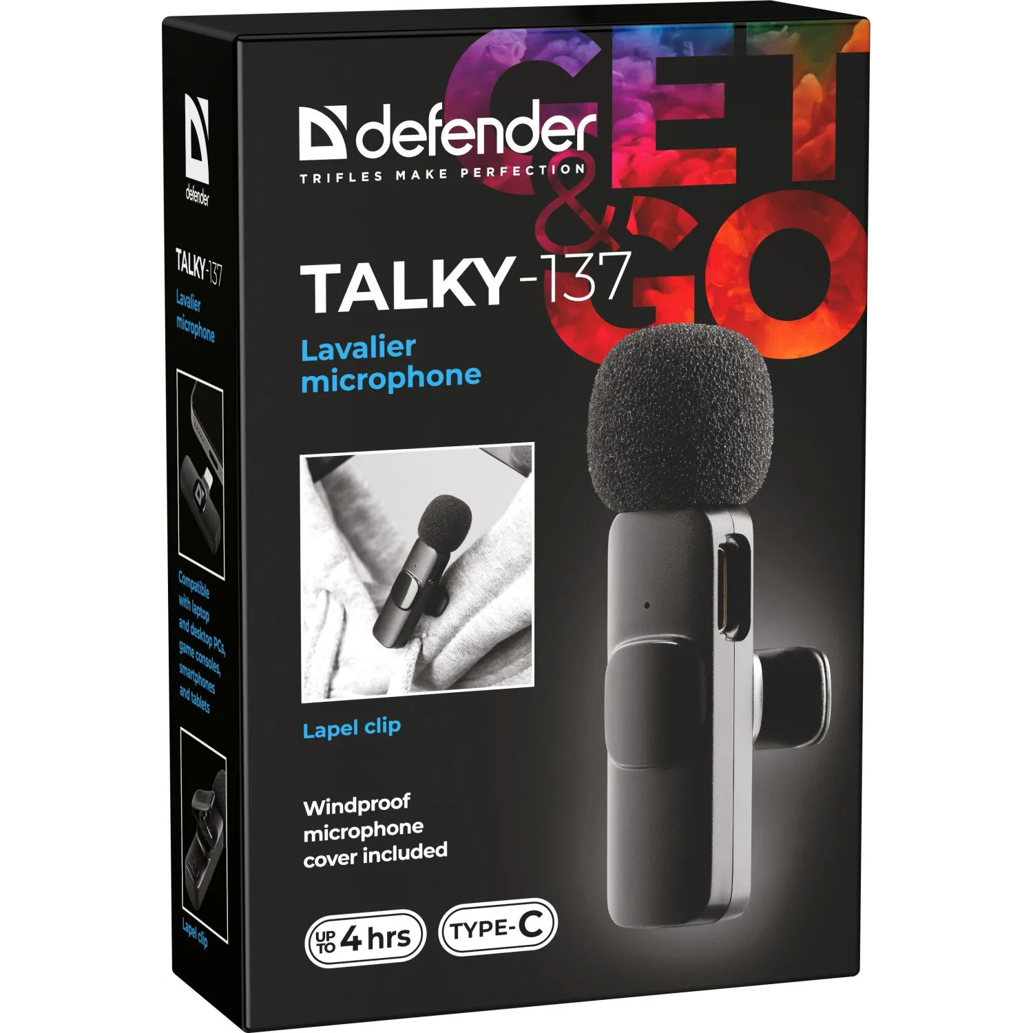 Микрофон Defender Talky-137 wrls, петличный, черный, на прищепке, 1шт - фото 5