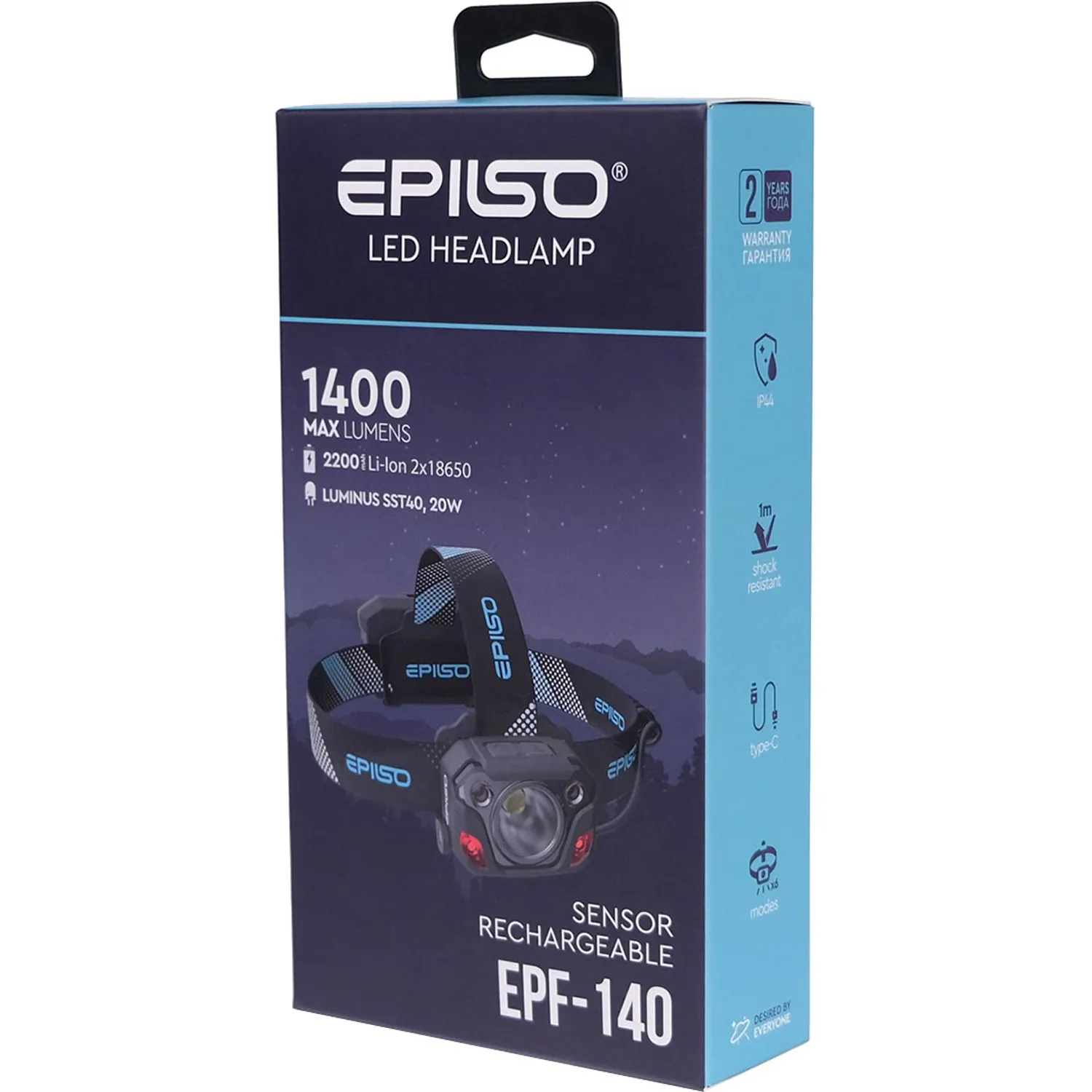 Фонарь EPILSO EPF-140 (налобный, Luminus SST40, 20W, 2 аккум. 18650) - фото 9