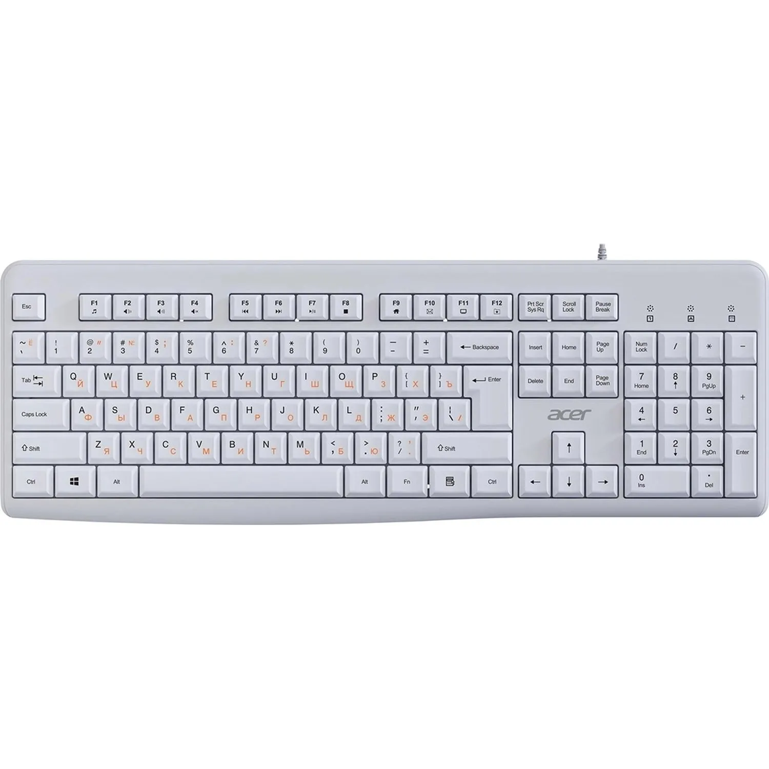 Клавиатура Acer OKW500 белый USB Multimedia (ZL.KBDEE.01S) каб.:1.8м - фото 1