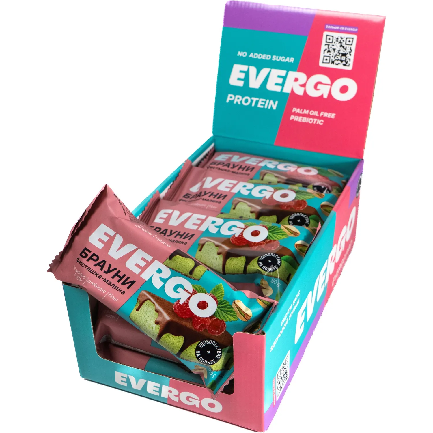 Пирожное протеиновое EVERGO Брауни фисташка-малина 600г - фото 1