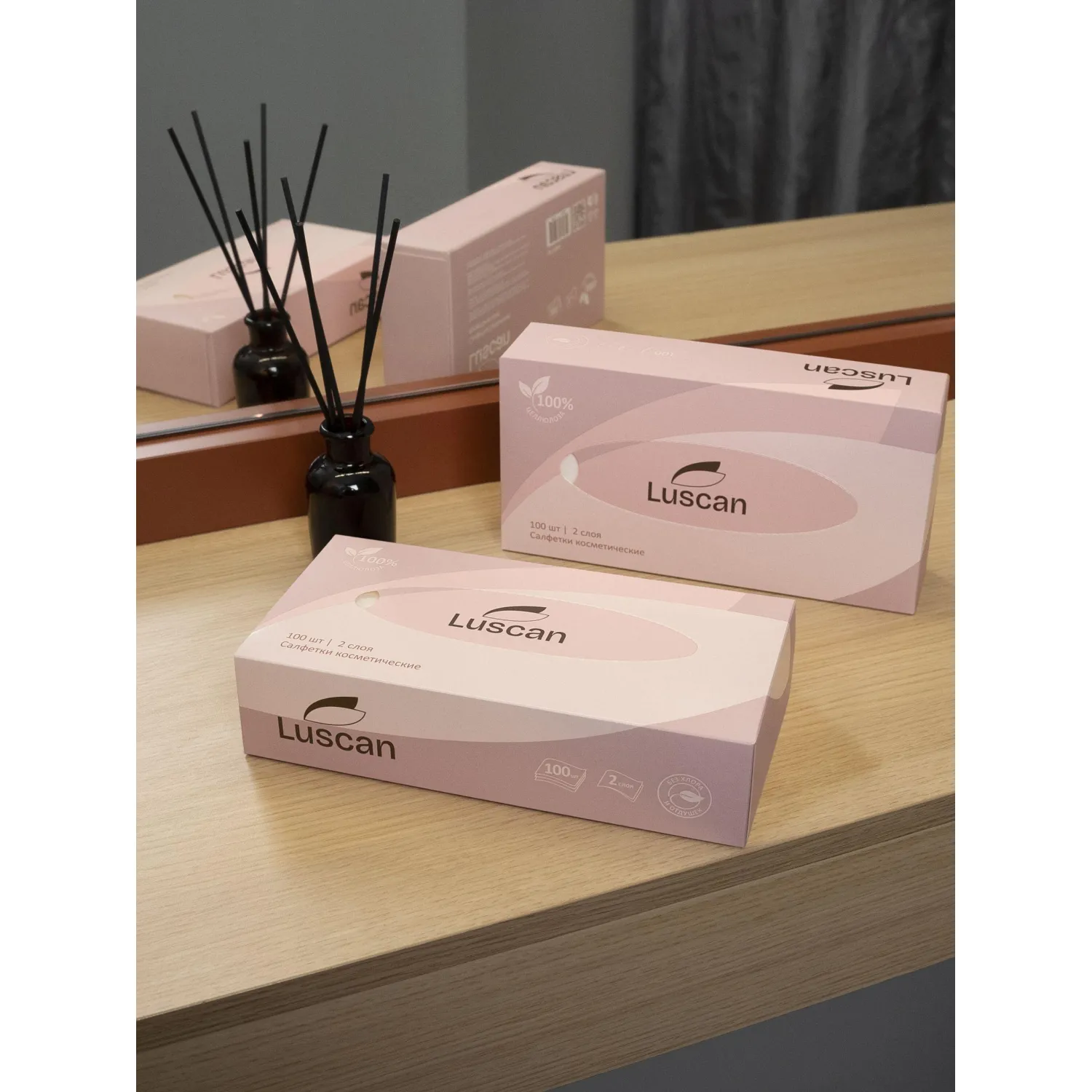 Салфетки косметические Luscan 2сл белые 100шт/уп_СПБ - фото 5