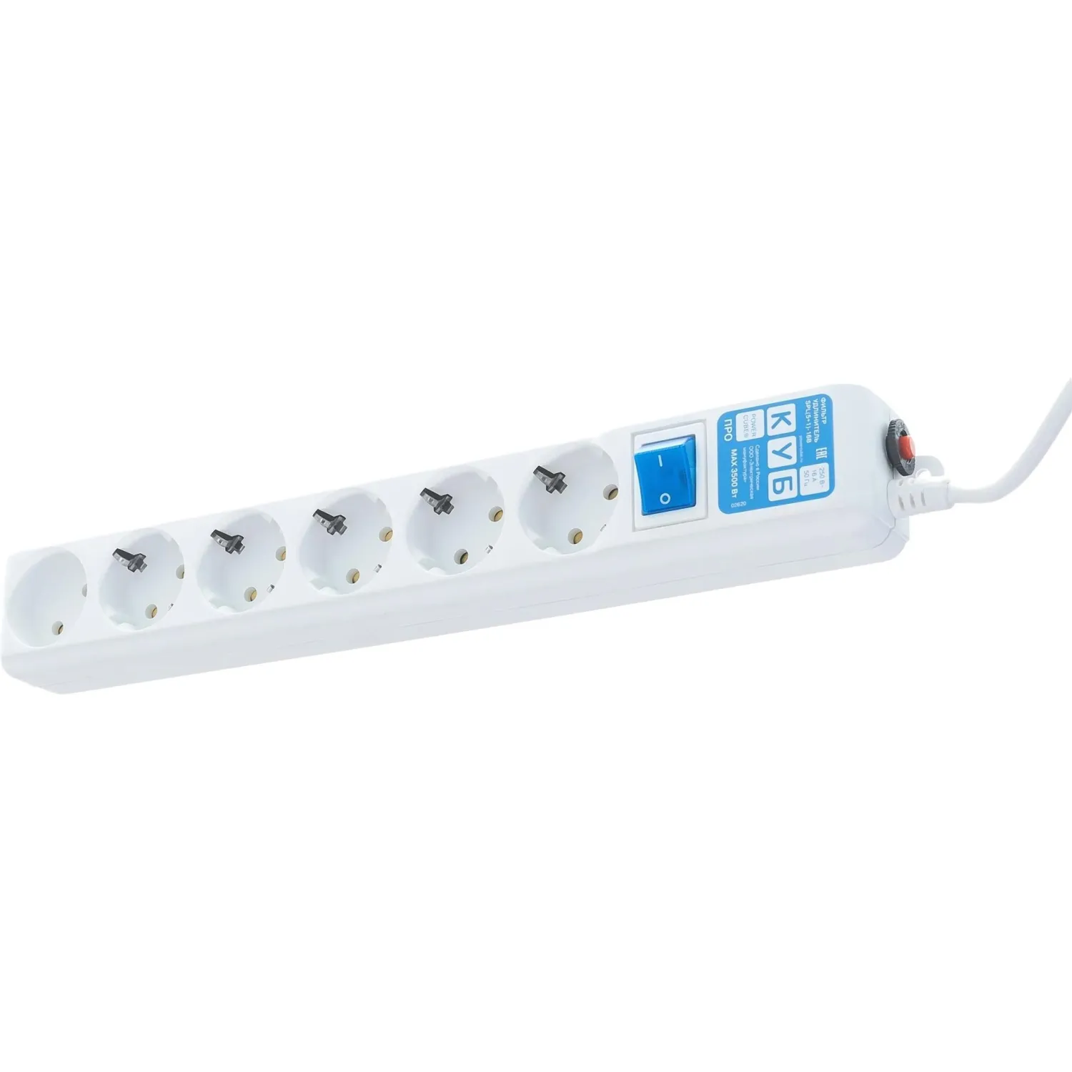 Сетевой фильтр Power Cube PRO 6р/1.9м 16А/3,5кВт бел (SPL(5+1)-16B-P-1,9M) - фото 6