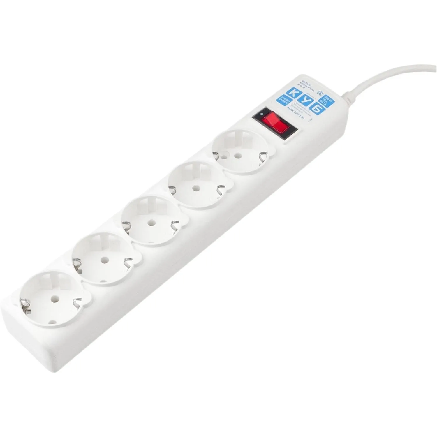 Сетевой фильтр Power Cube 5р/0,5м 10А/2,2кВт 3х0,75 (SPG-B-0,5M-WHITE) - фото 3