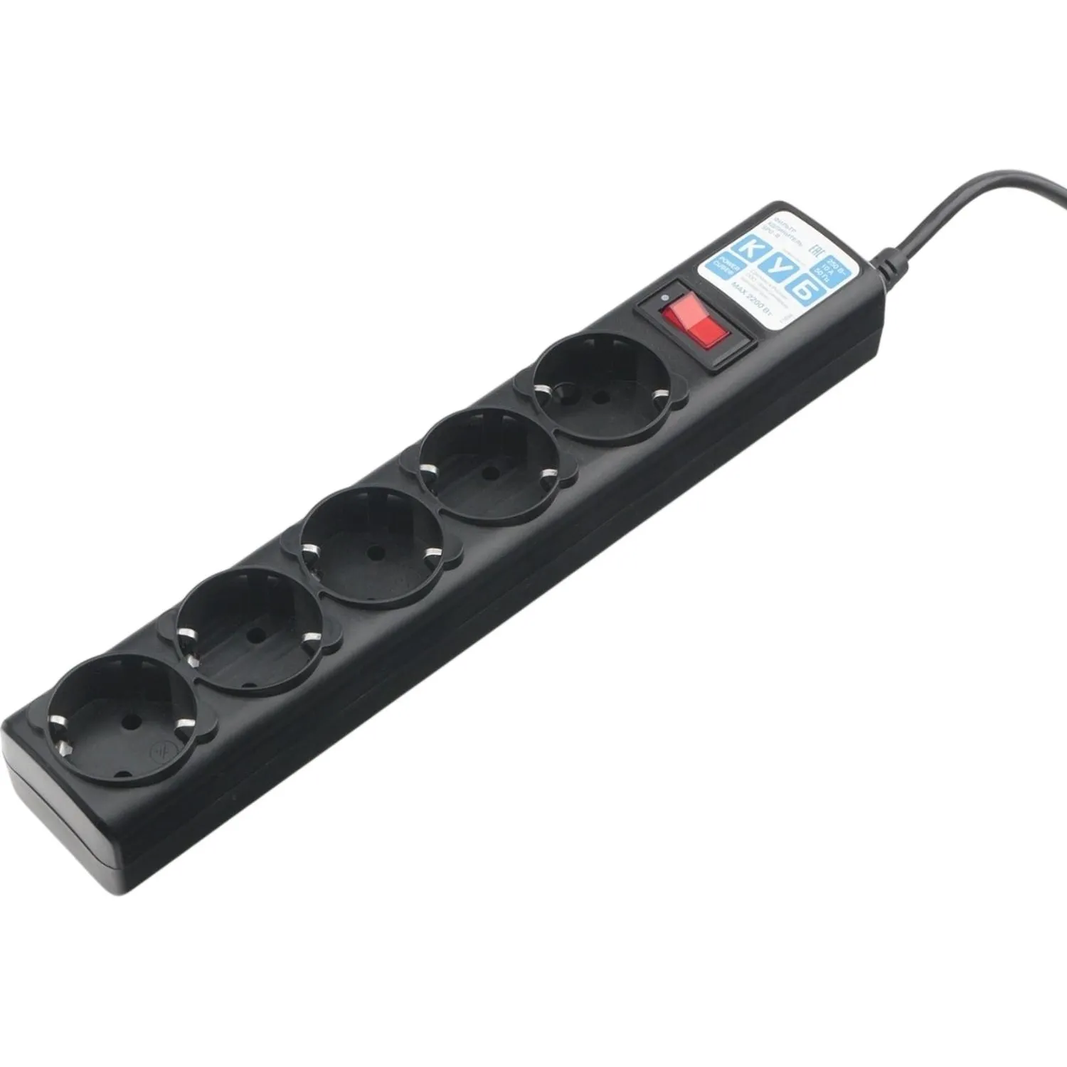 Сетевой фильтр Power Cube 5р/10м 10А/2,2кВт черн (SPG5-10M) - фото 4