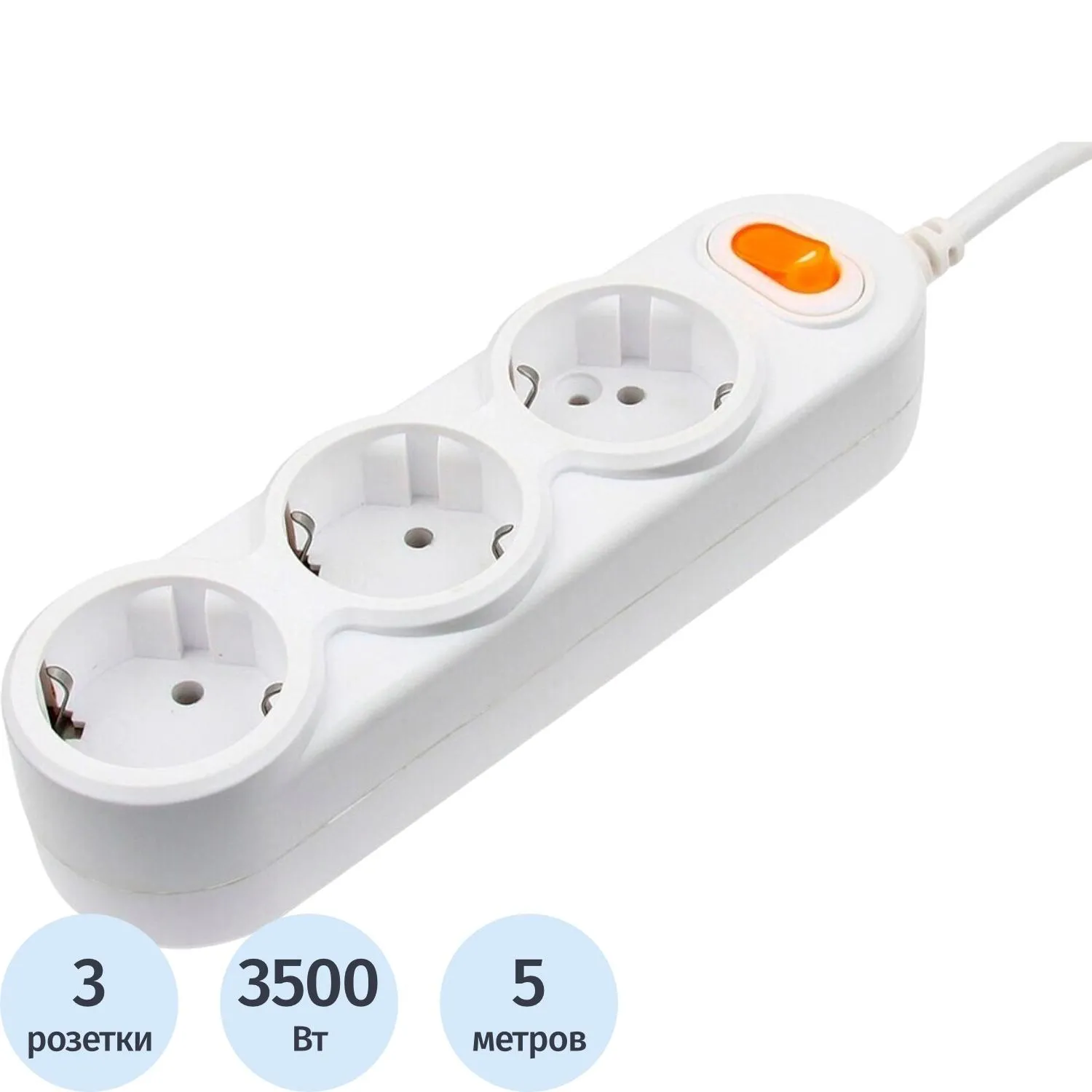 Удлинитель Power Cube 3р/5м с/з выкл 3500 Вт 16 А 3x1,5 (PC-1-5M) - фото 1