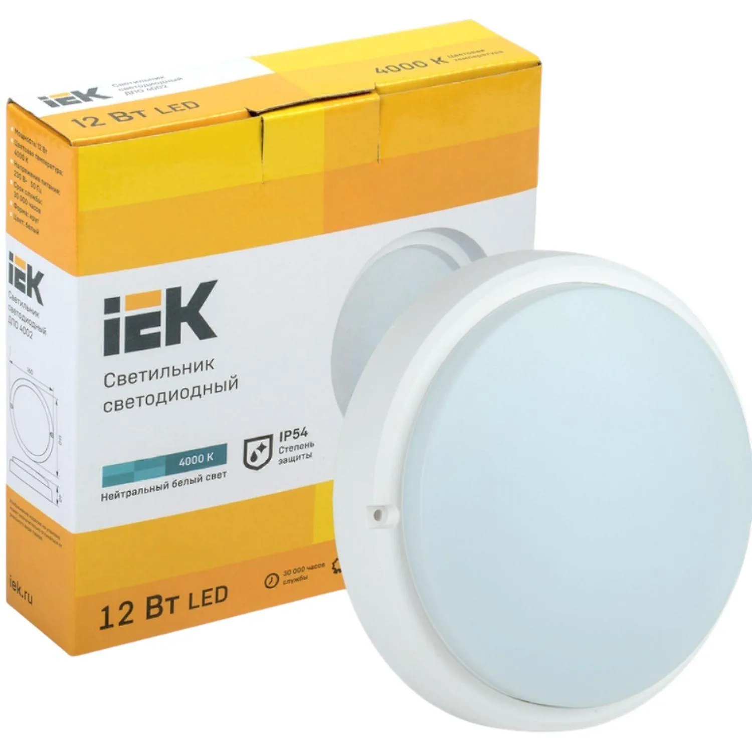 Светильник LED ДПО 4002 12Вт IP54 4000K круг белый IEK - фото 2