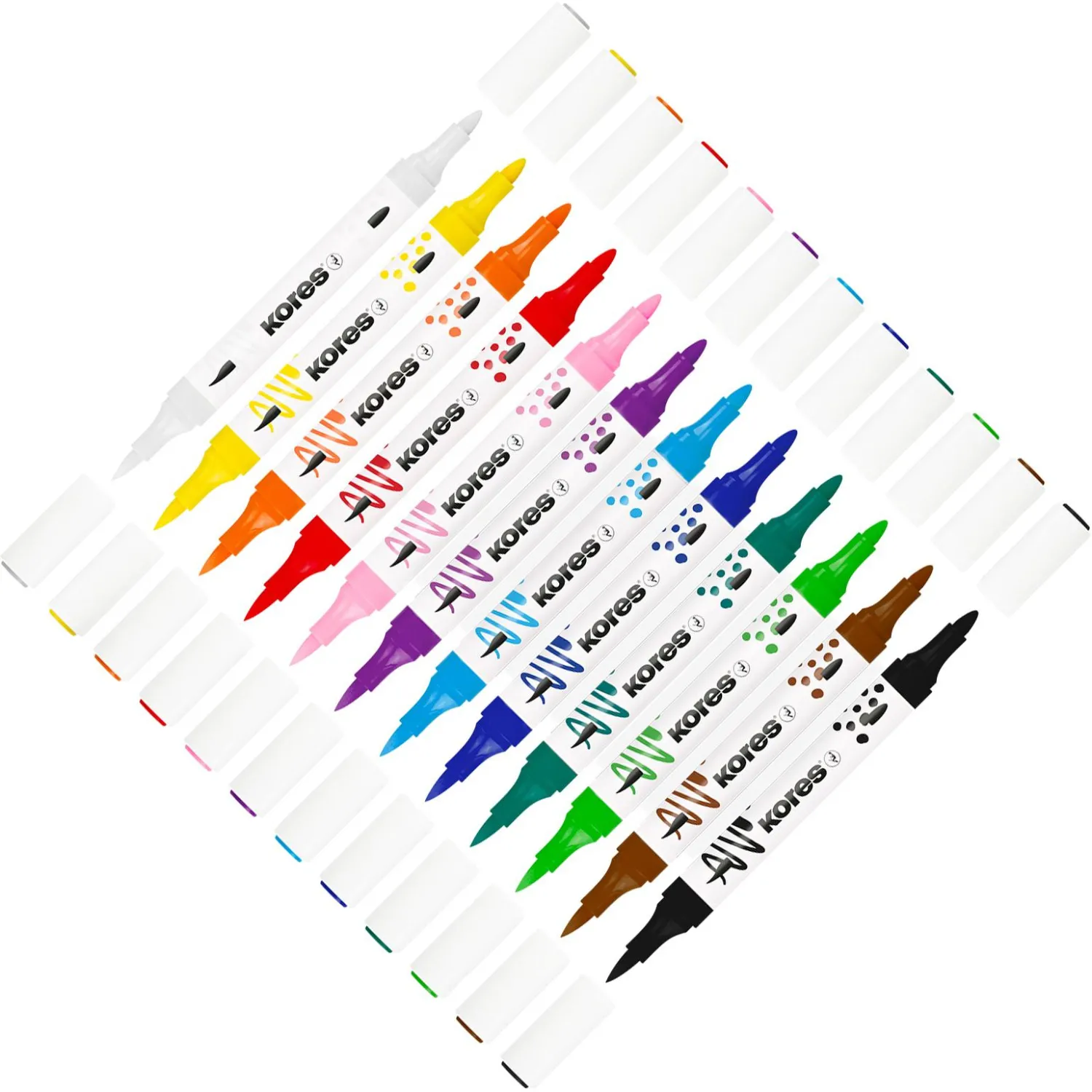 Набор маркеров Kreative Markers Acrylic duo tip пластиковый бокс 12цв,23121 - фото 3