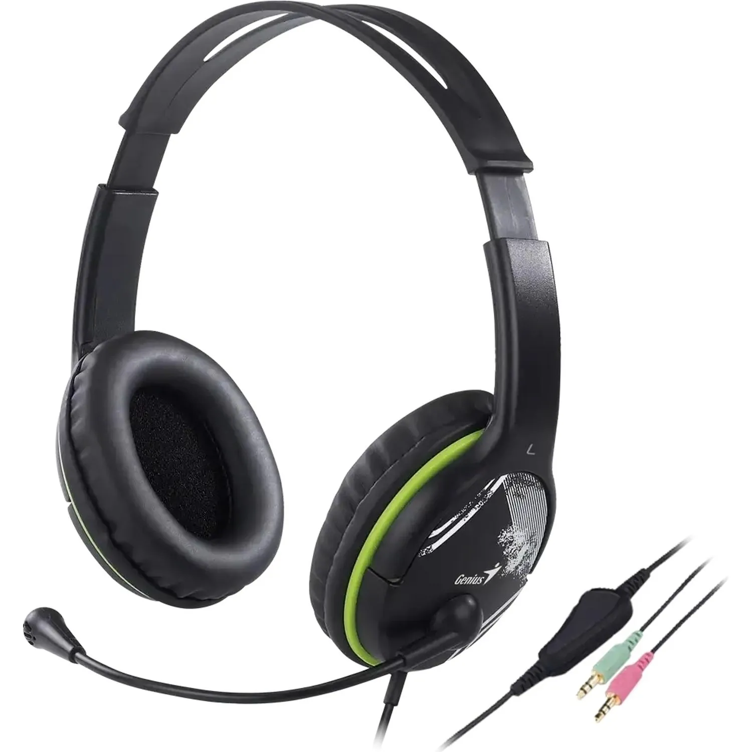 Гарнитура проводная Genius HS-400A черный/зелёный 31710031400 - фото 2