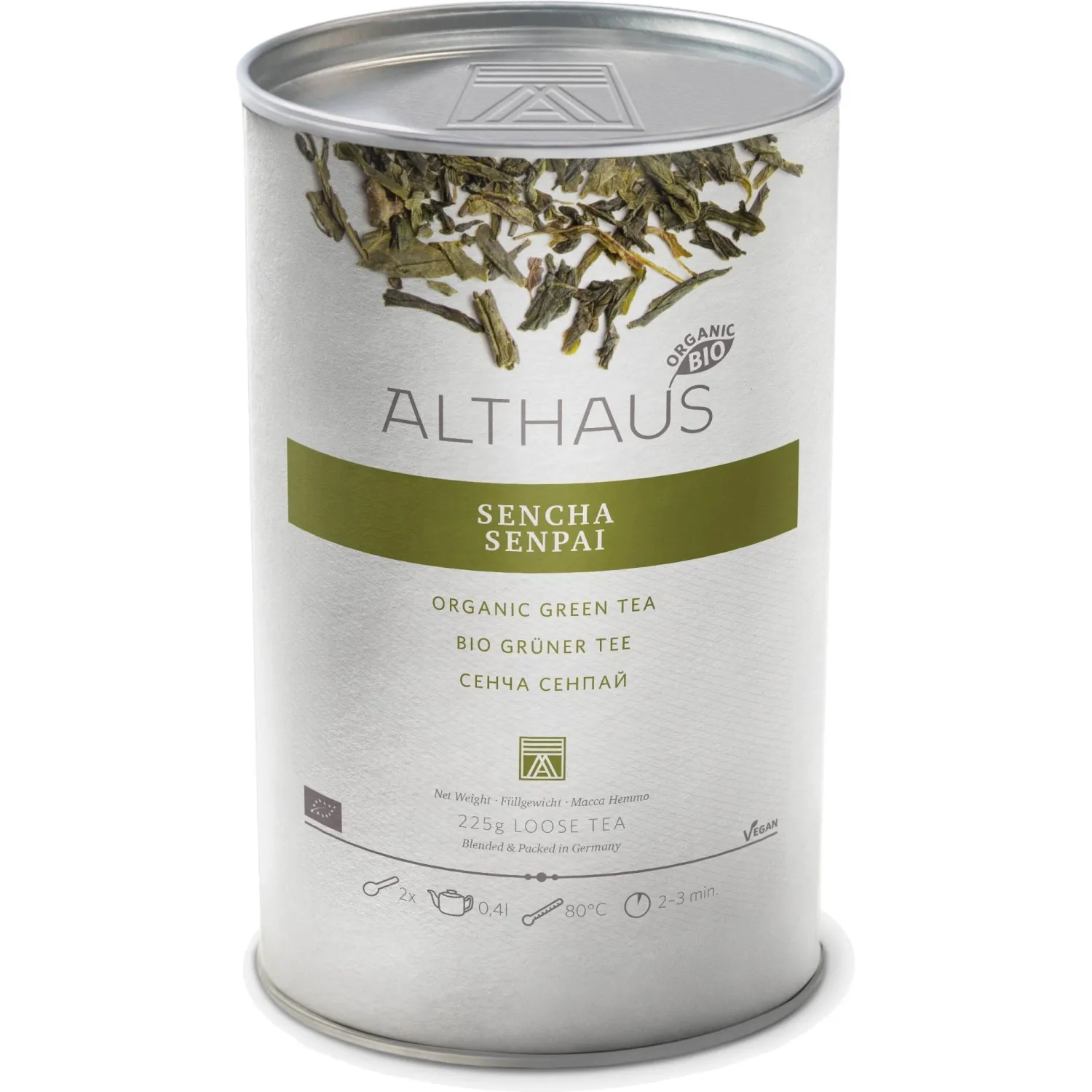 Чай зеленый листовой Althaus BIO Sencha Senpai, 225г - фото 1