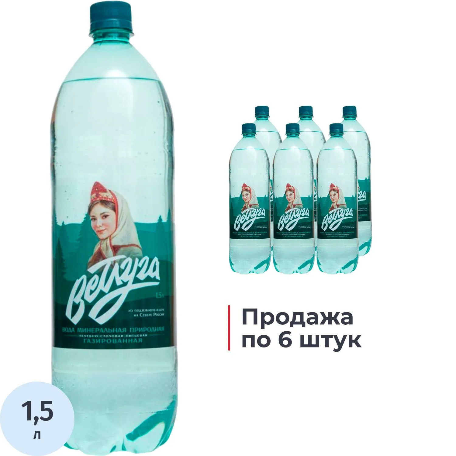 Вода минеральная Ветлуга лечебно-столовая газ ПЭТ 1,5л - фото 1