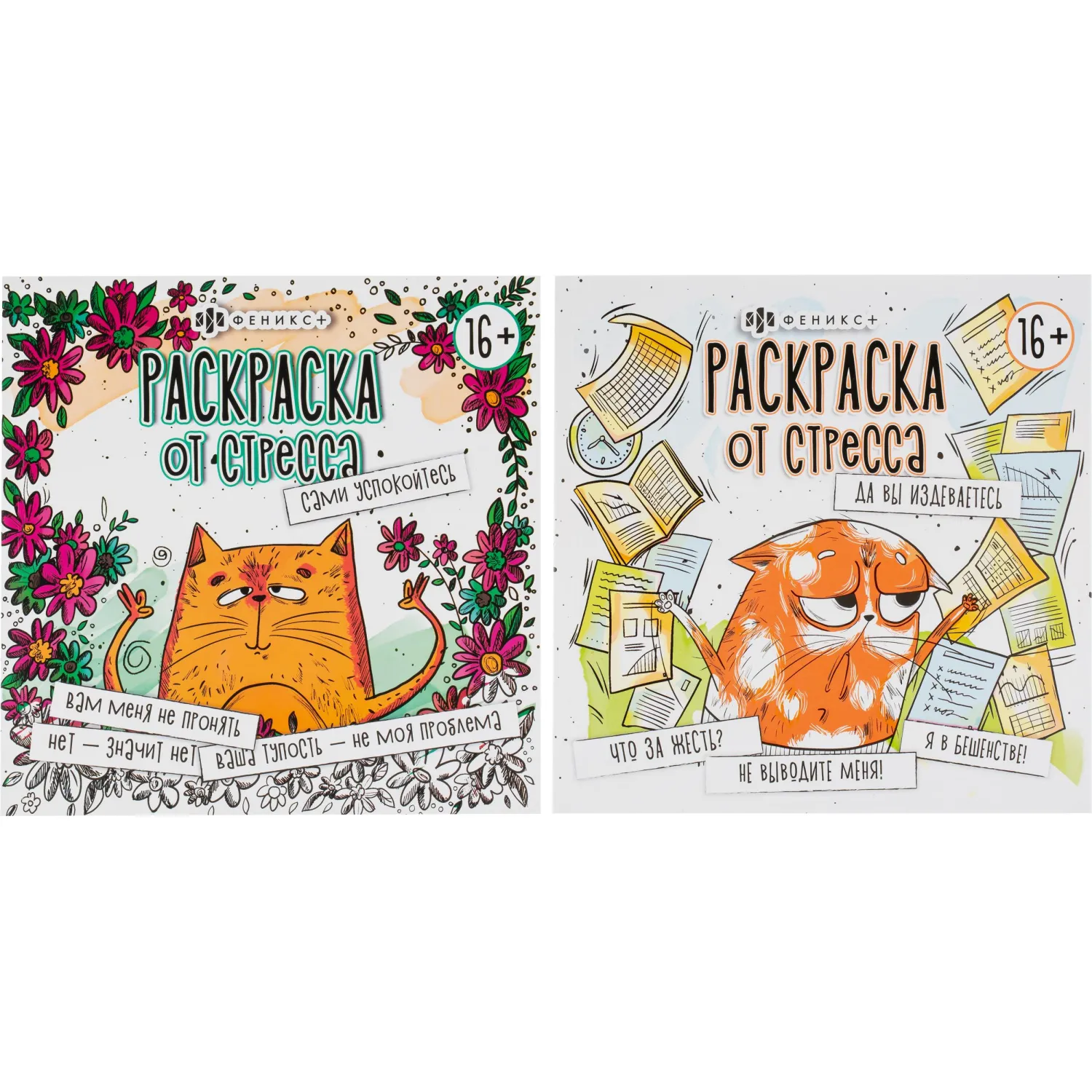 Раскраска от стресса 16+ 2шт/уп, 225х225 мм, 16 л, в ас-те, 74943 - фото 1