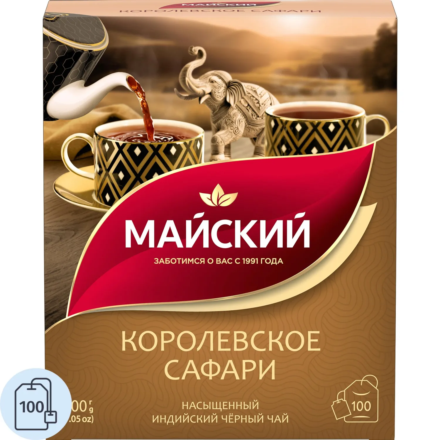 Чай Майский Королевское Сафари, черный, 100пакx2г - фото 1