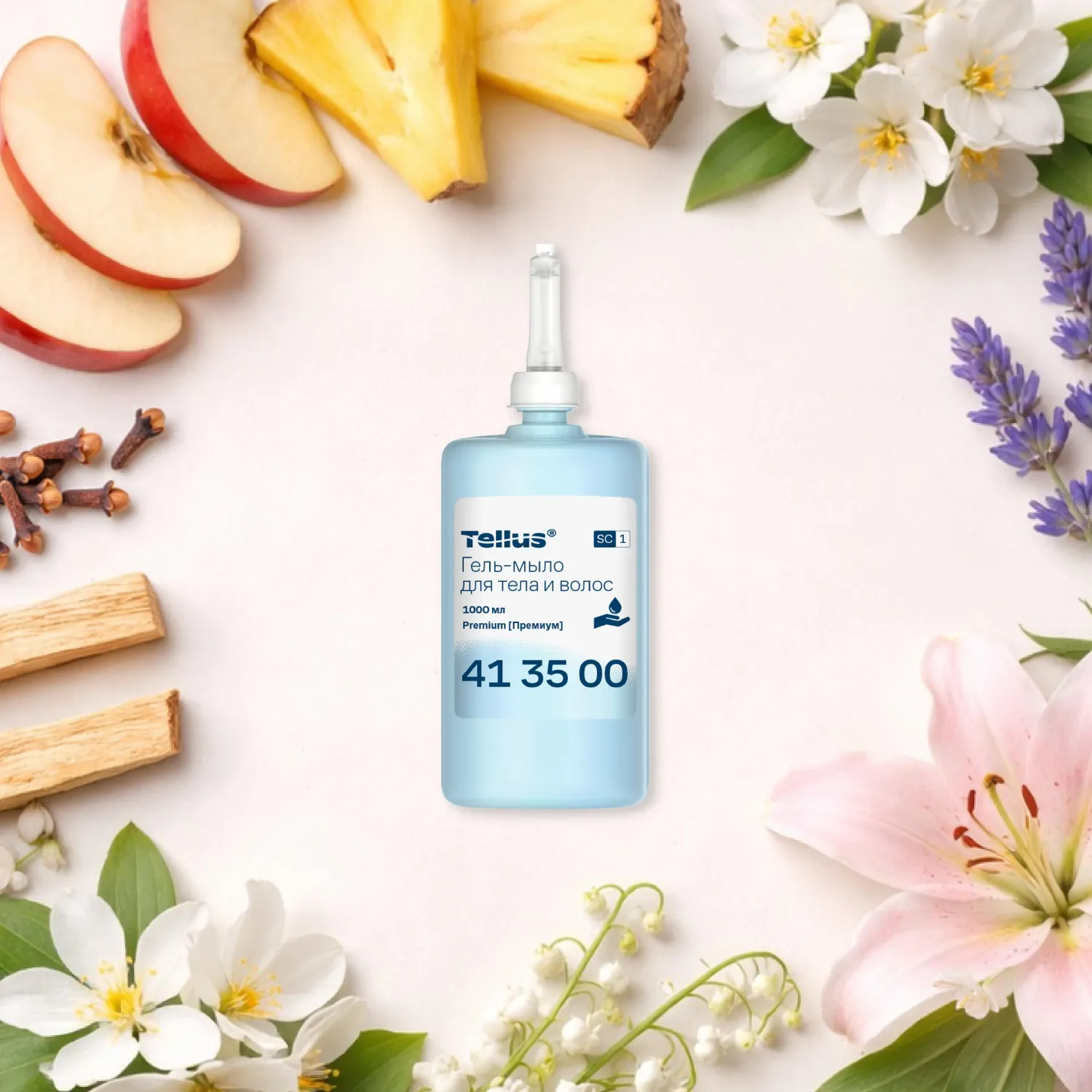 Картридж с жидким гель-мылом Tellus Premium SC1 д/тела и вол 1000мл _413500 - фото 3