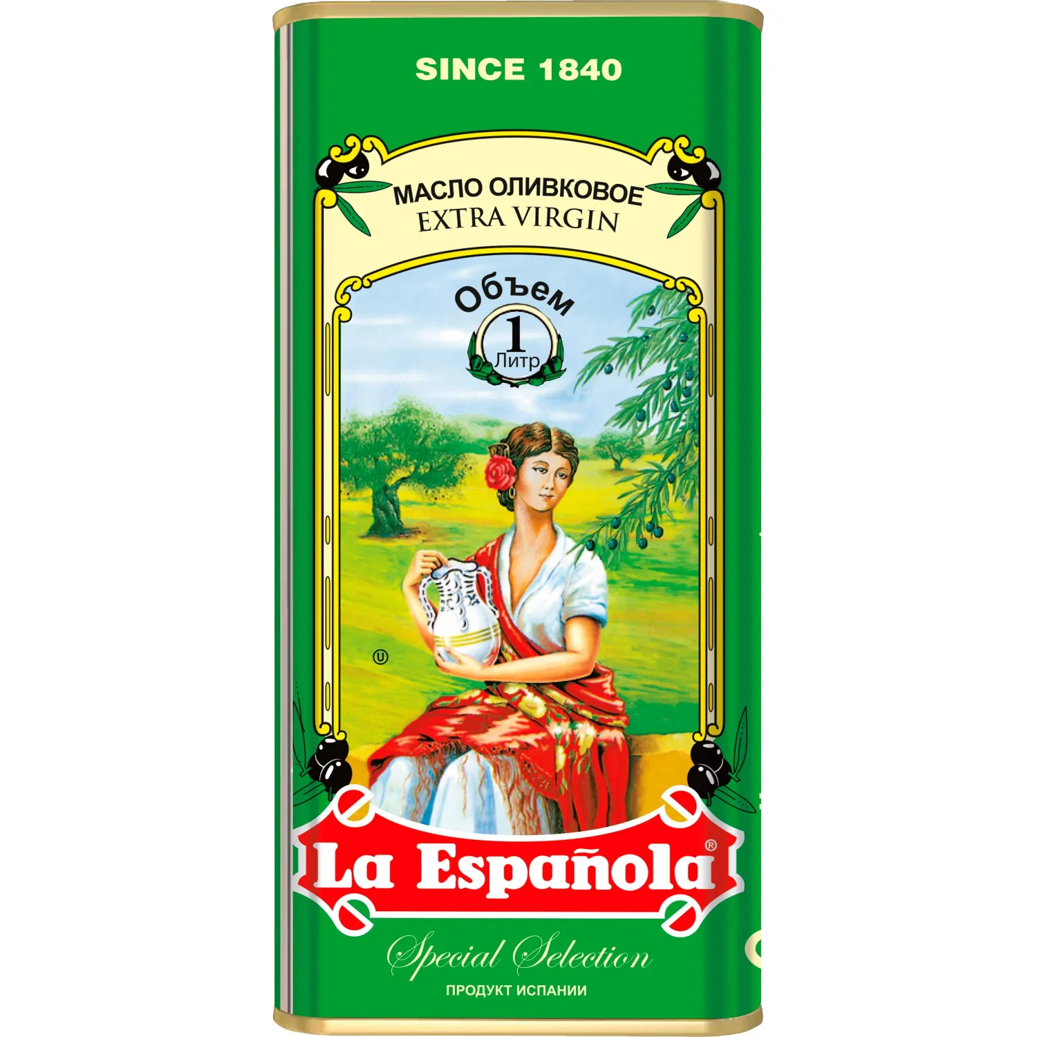 Масло La Espanola Extra Virgin оливковое нераф в/кач ж/б, 1л (0,916 кг) - фото 1