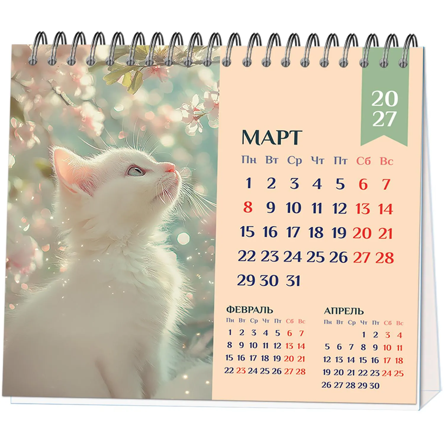 Календарь-домик настольный 2027 Котенок 120х110мм спираль 7л - фото 3