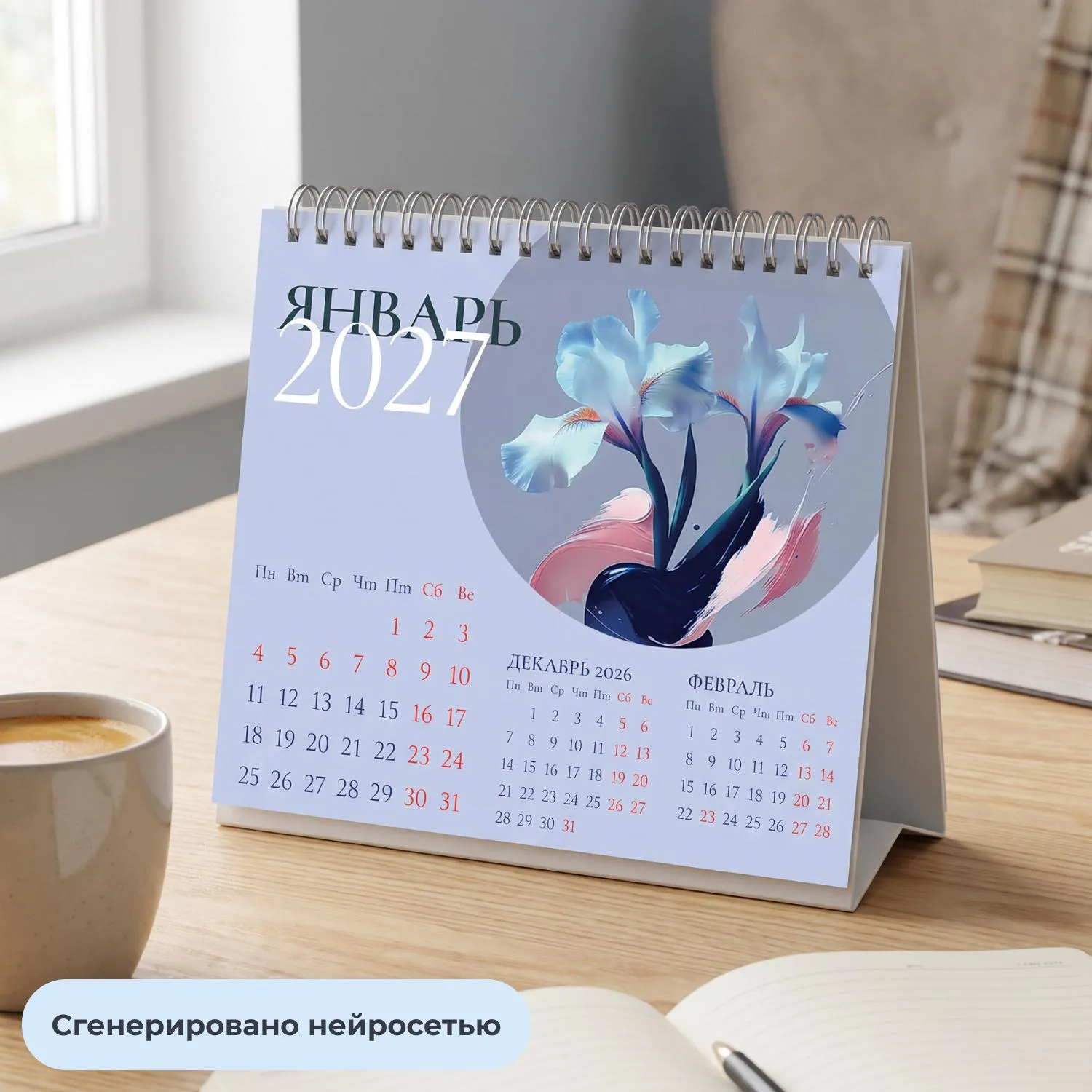 Календарь-домик настольный 2027 Attache Цветы 120х110мм - фото 7