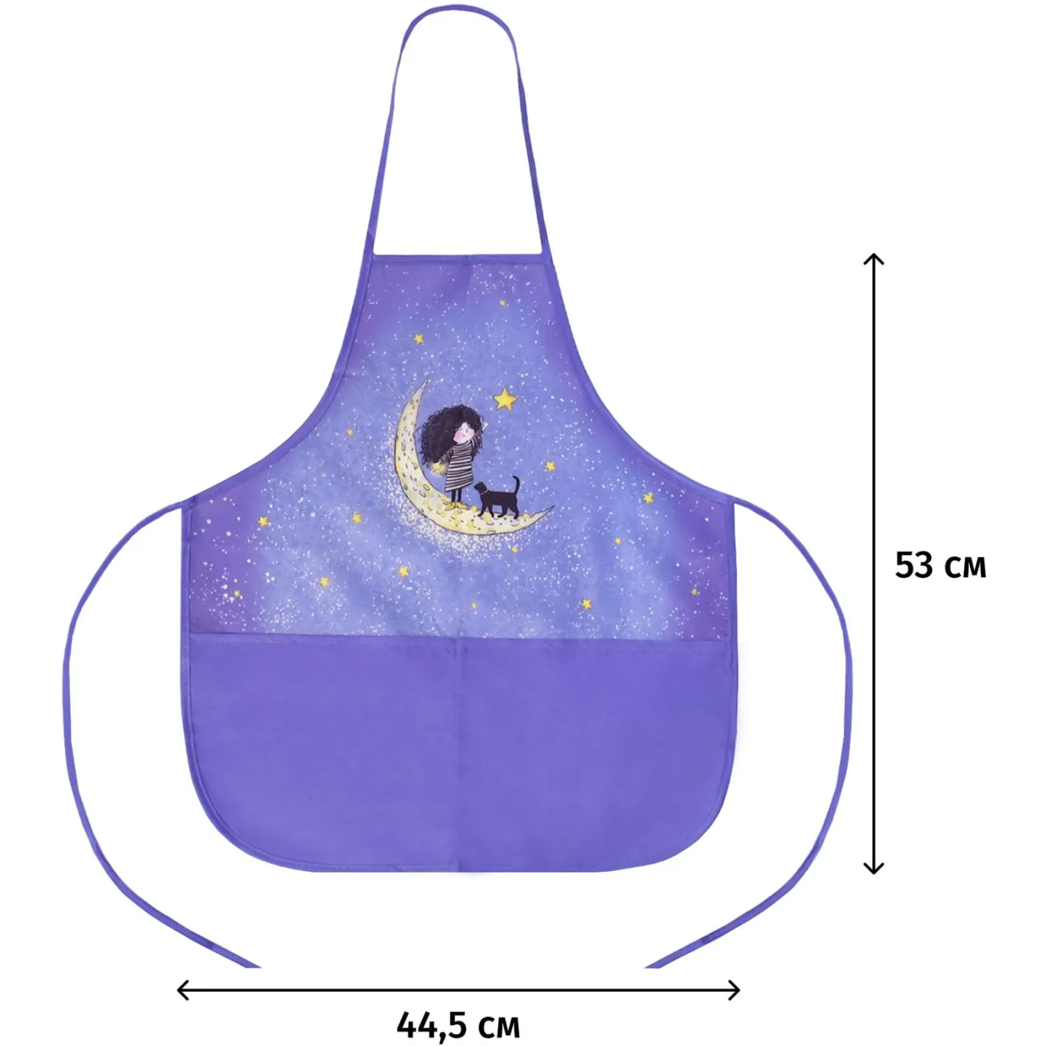 Фартук для уроков труда Феникс+ ДЕВОЧКА НА ЛУНЕ 53х44.5см, 116-140 см/60002 - фото 2