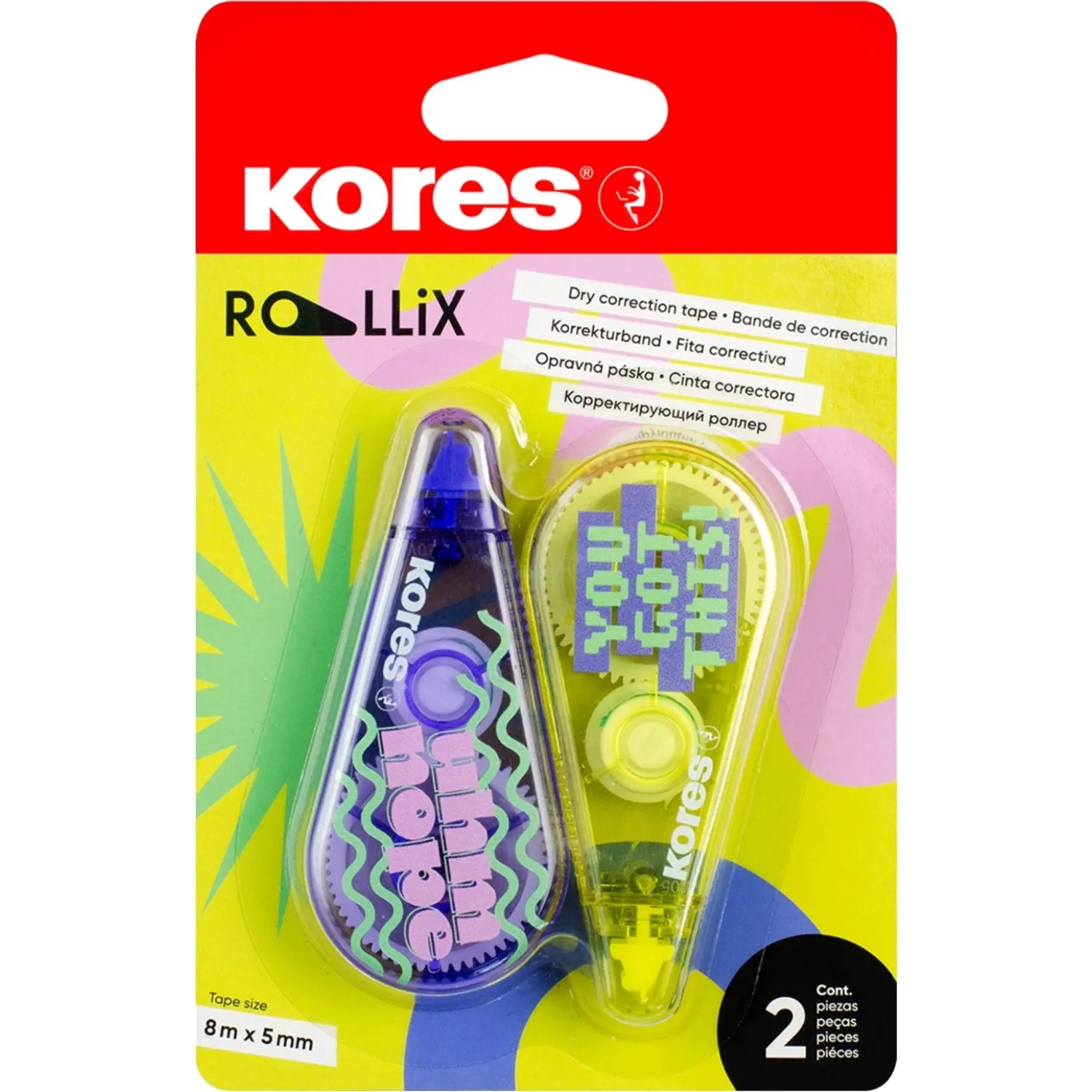 Корректирующая лента ROLLIX 5мм х 8м, 2шт/уп, цв. ассорти, 84734 - фото 11