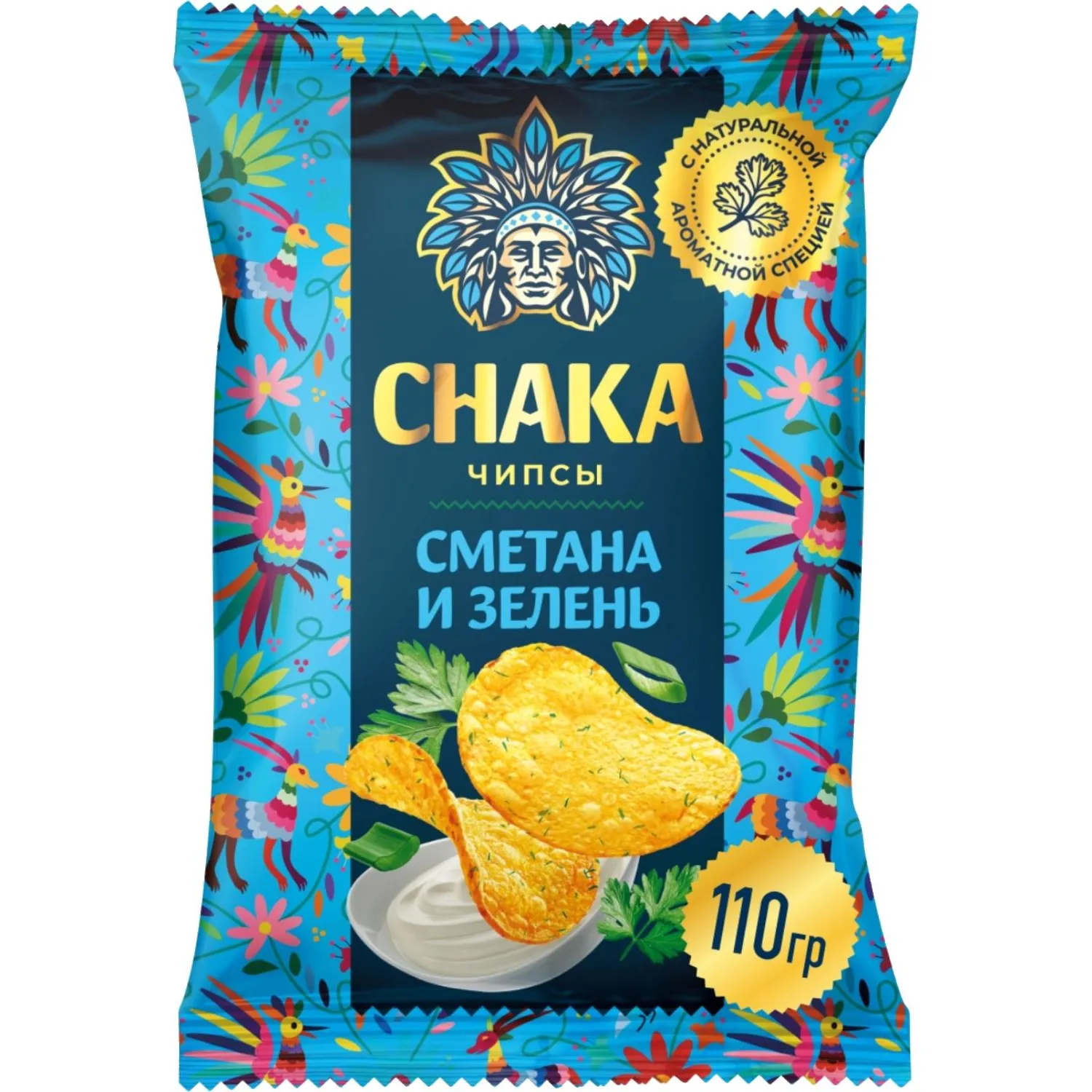Чипсы картофельные CHAKA со вкусом Сметана с зеленью, 110г - фото 1
