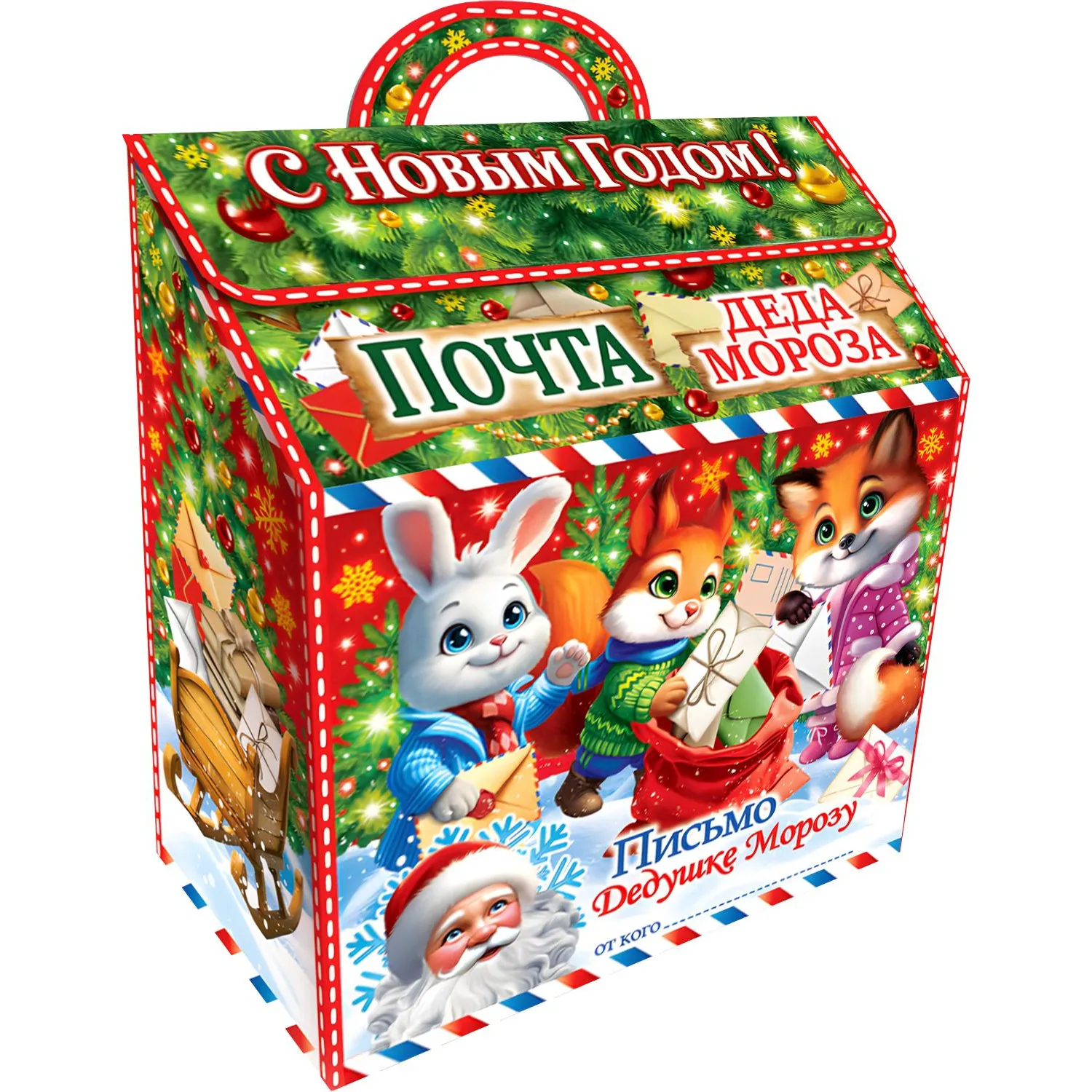 Новогодний сладкий подарок Снежная почта чудес, картон 500 г - фото 1