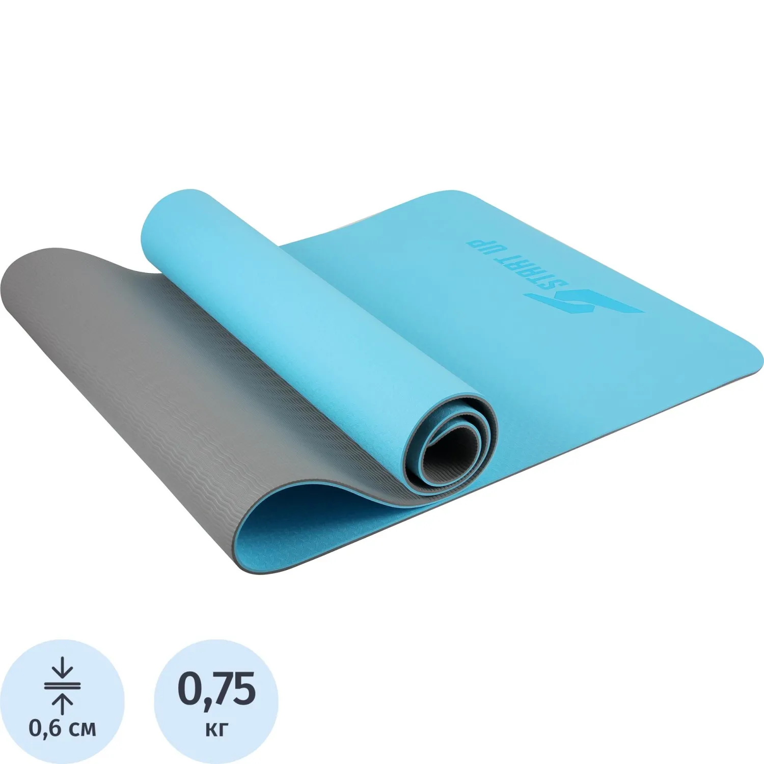 Коврик для фитнеса и йоги Start Up Blue/Gray р183х61х0,6см, 371126 - фото 1