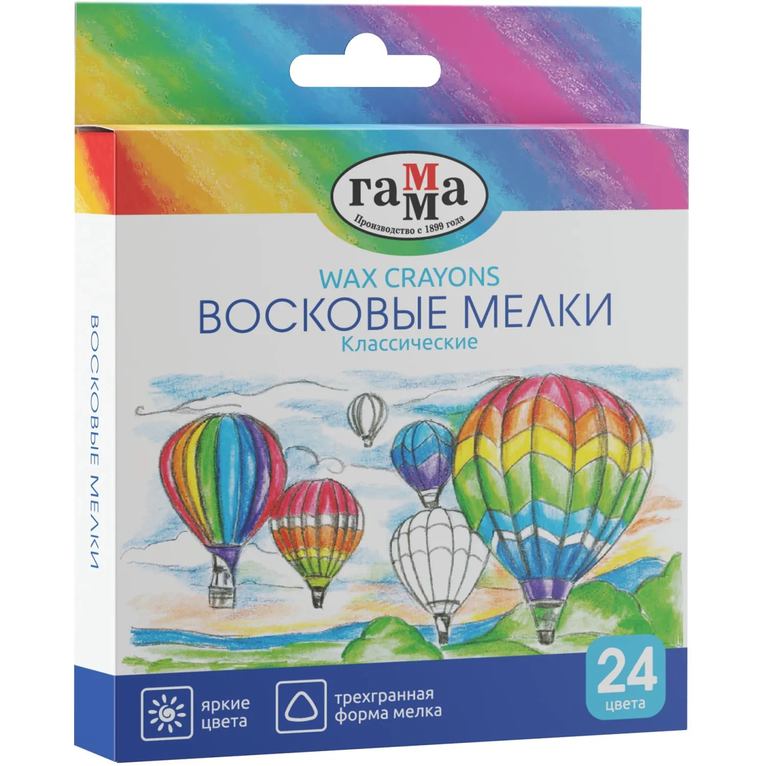 Мелки восковые ГаммаКлассические24цв,трехг,карт.уп,европод,2131018_01_35 - фото 1