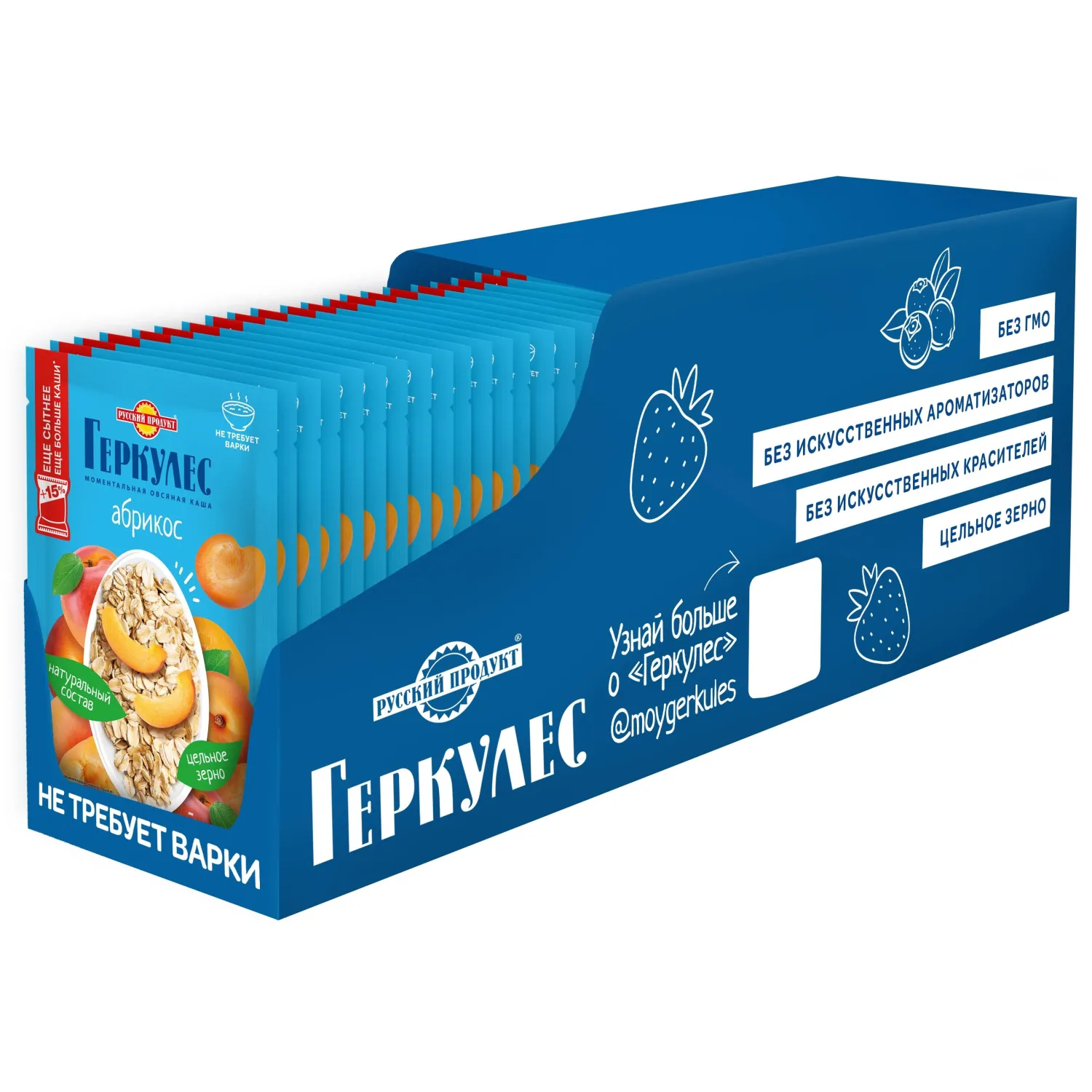 Каша Русский продукт Геркулес овсяная абрикосами 40гx30шт/уп - фото 1