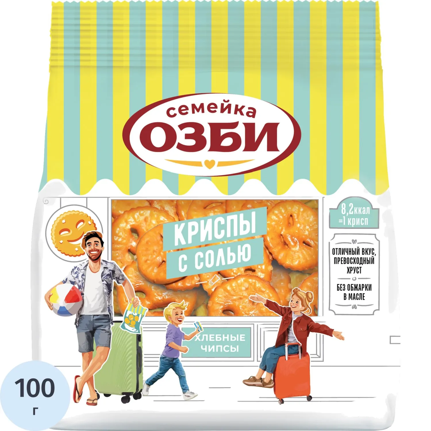 Крекер криспы Семейка ОЗБИ с морской солью, 100гx12шт/уп - фото 1