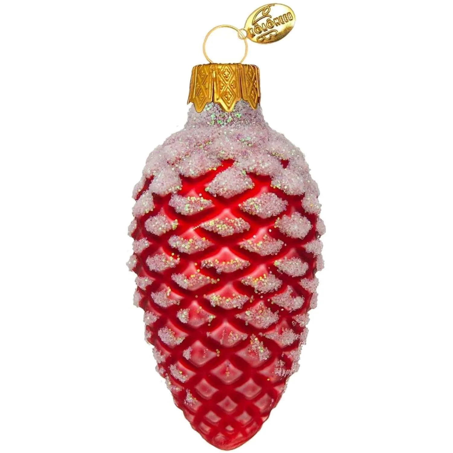 Игрушка Шишка в снегу, красная мат, h-9 см, ФУ-2-90/12 кр.мат - фото 1