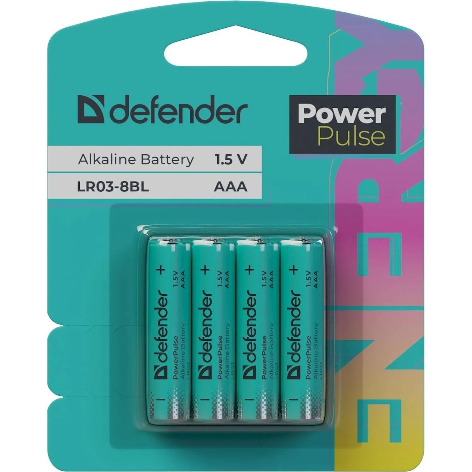 Батарейка DEFENDER алкалиновая LR03-8BL ААА, блистер, 8шт/уп PowerPulse - фото 1