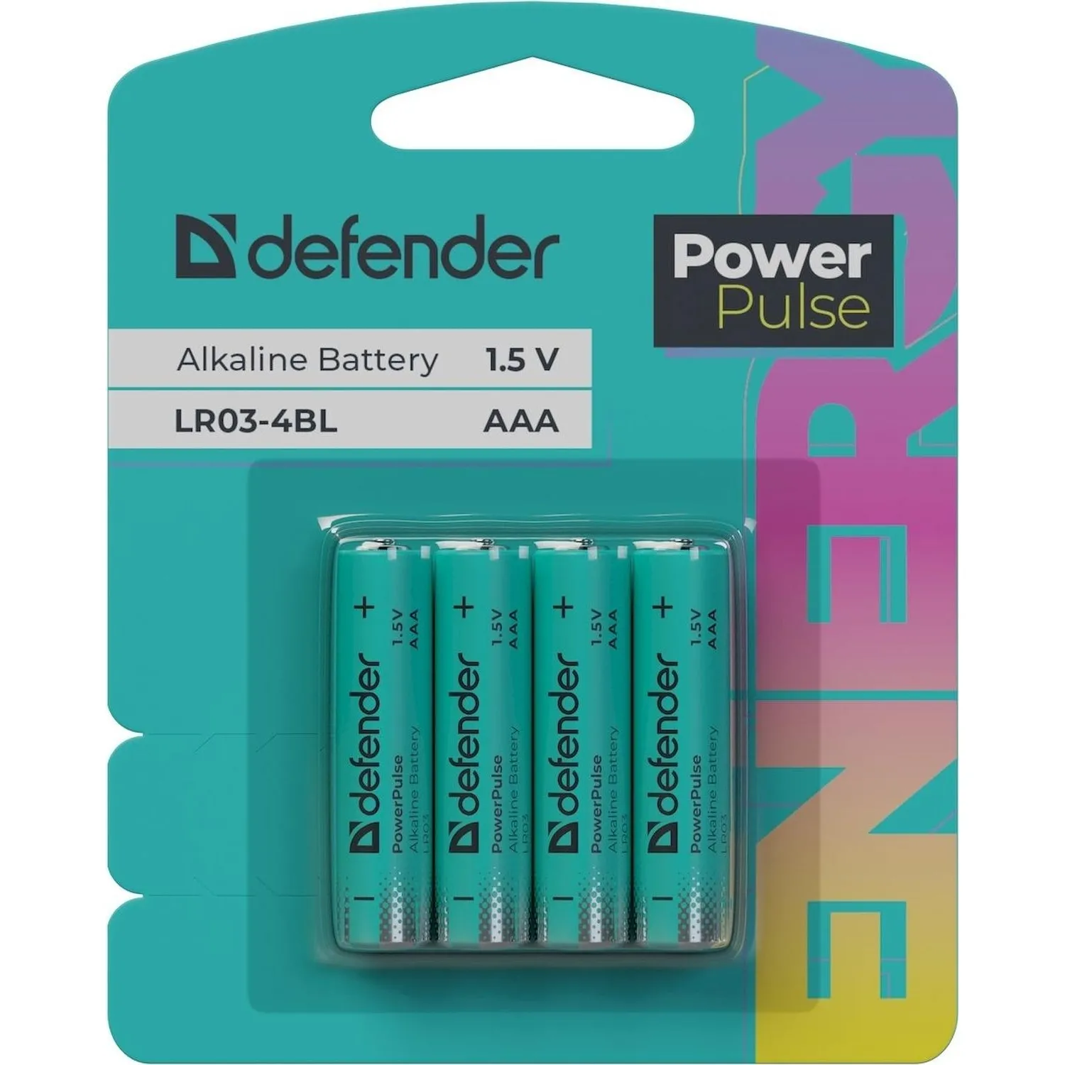 Батарейка DEFENDER алкалин. LR03-4BL/ LR03-4S  ААА блист 4шт/уп PowerPulse - фото 1