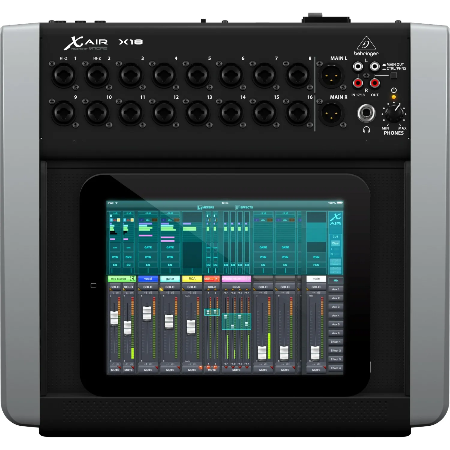 Микшерный пульт Behringer X18, цифровой, 16 мик Midas XLR, 18 кан/4FX/6BUS - фото 1