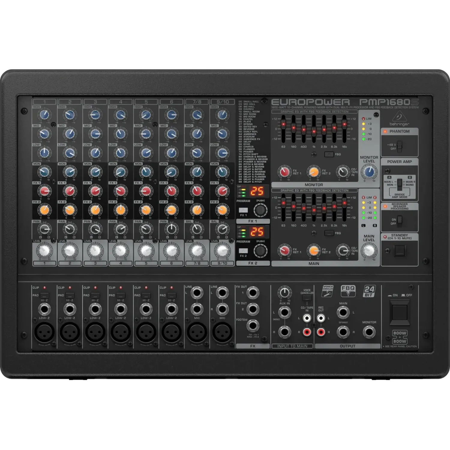 Микшер-усилитель Behringer PMP1680S, 2х600Вт 4 Ом, 12 каналов, эквалайзер - фото 1