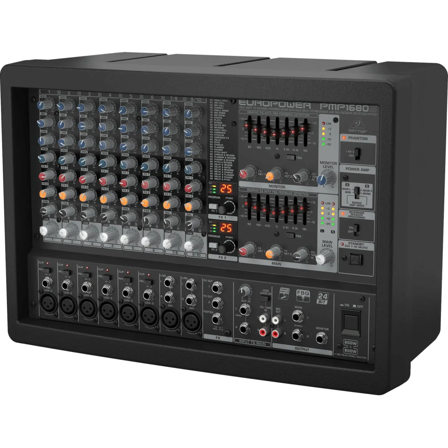 Микшер-усилитель Behringer PMP1680S, 2х600Вт 4 Ом, 12 каналов, эквалайзер - фото 3