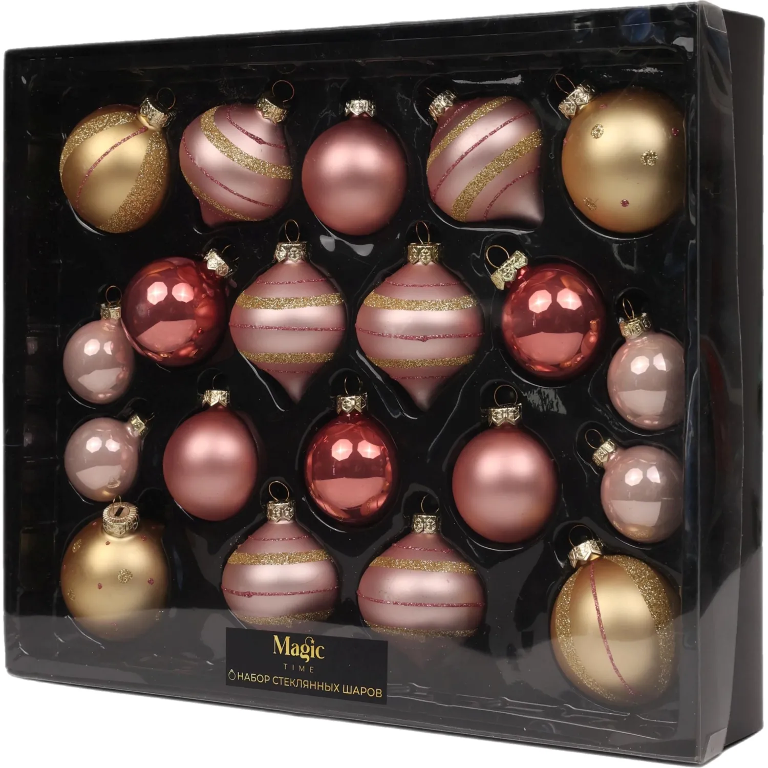 Игрушка новогодняя из стекла, набор из 20 штук 30x24x6,5см 95976 - фото 1