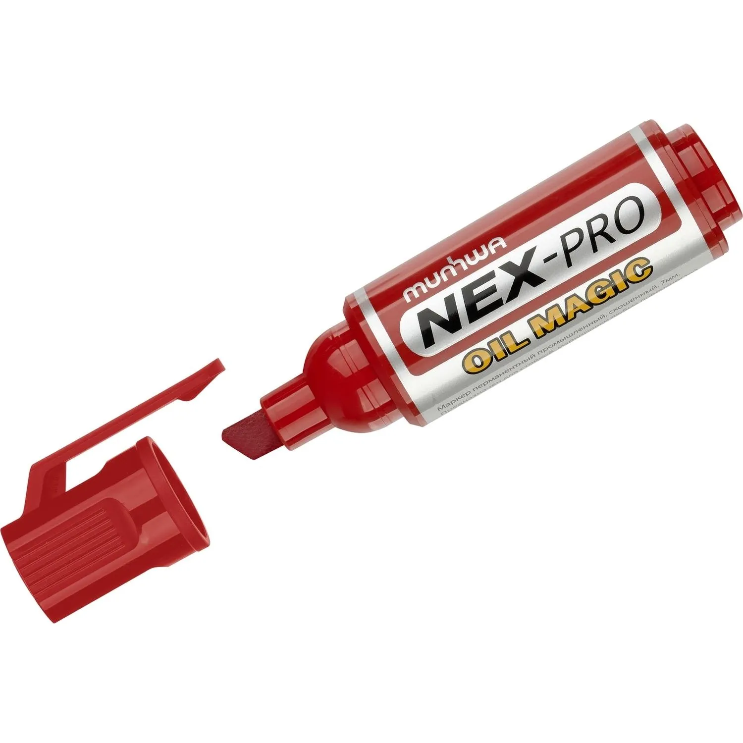 Маркер перманентный пром. MunHwa 'Nex-Pro Oil Magic' красный, скошенный,7мм - фото 1