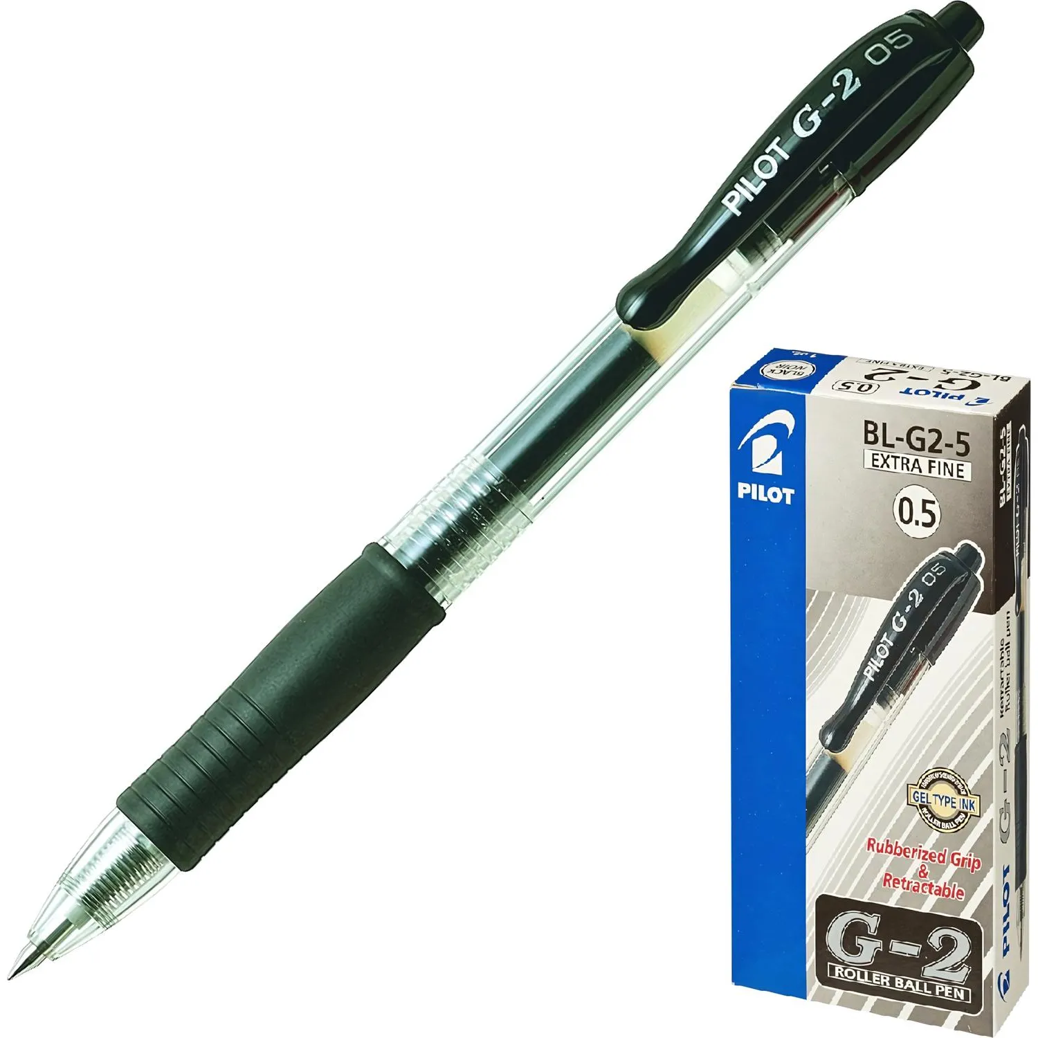 Ручка гелевая автомат. PILOT BL-G2-5 резин.манжет.черная 0,3мм  Япония - фото 2